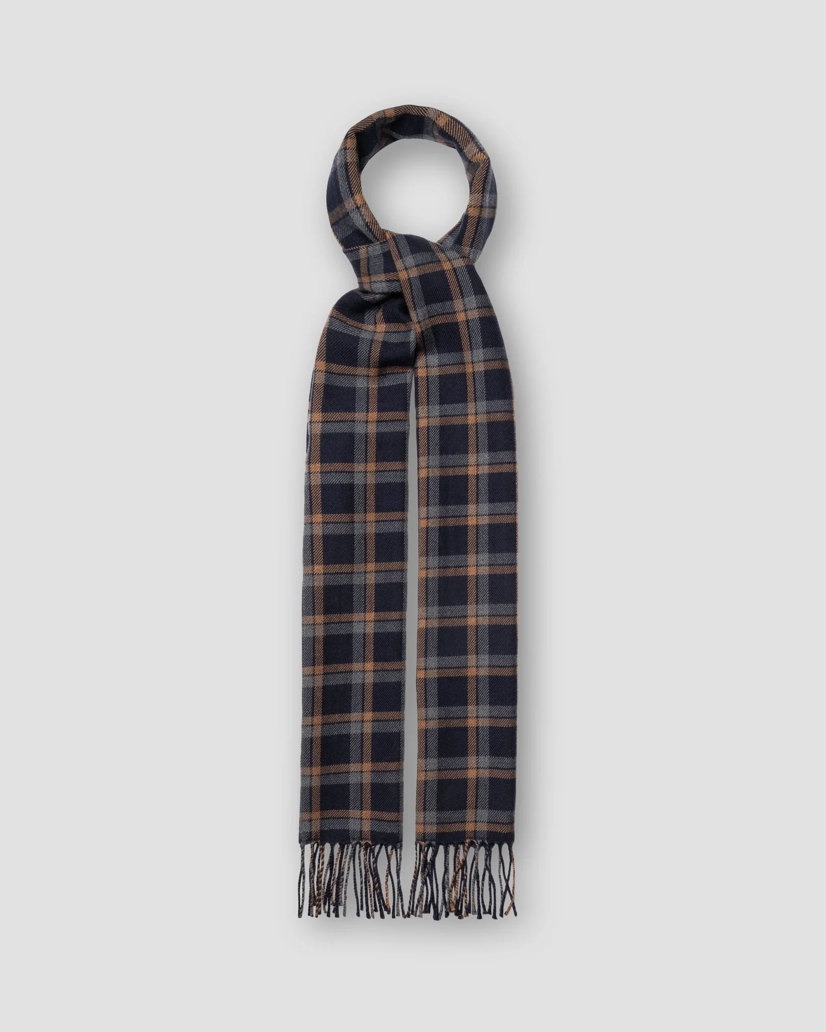 Eton - navy blue check merino wool scarf