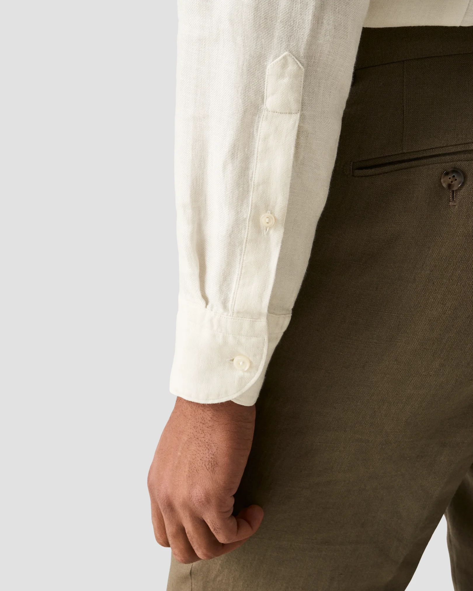 Eton - white solid twill linen shirt