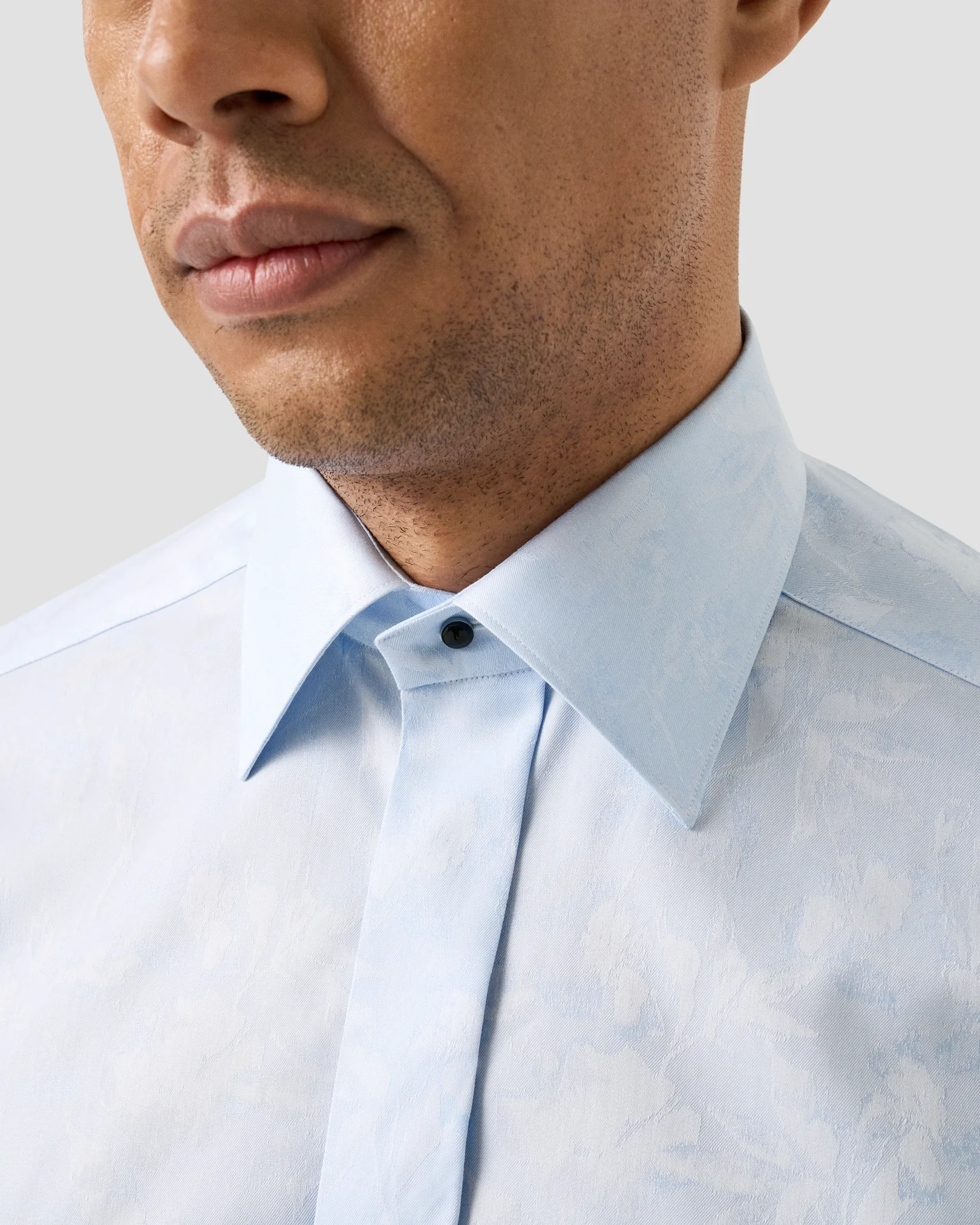 Eton - light blue floral jacquard shirt