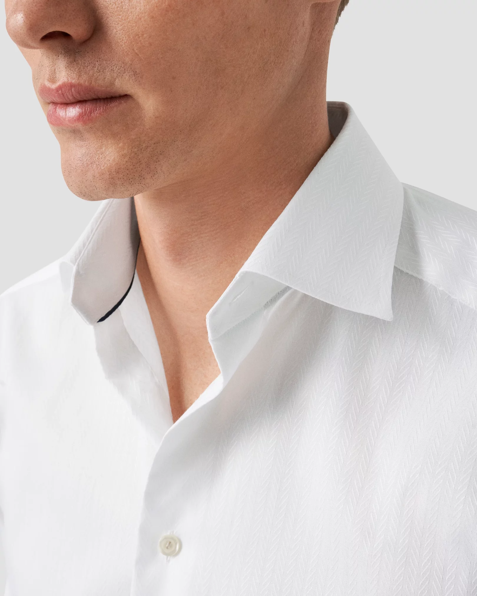 Eton - White Herringbone Signature Twill Shirt