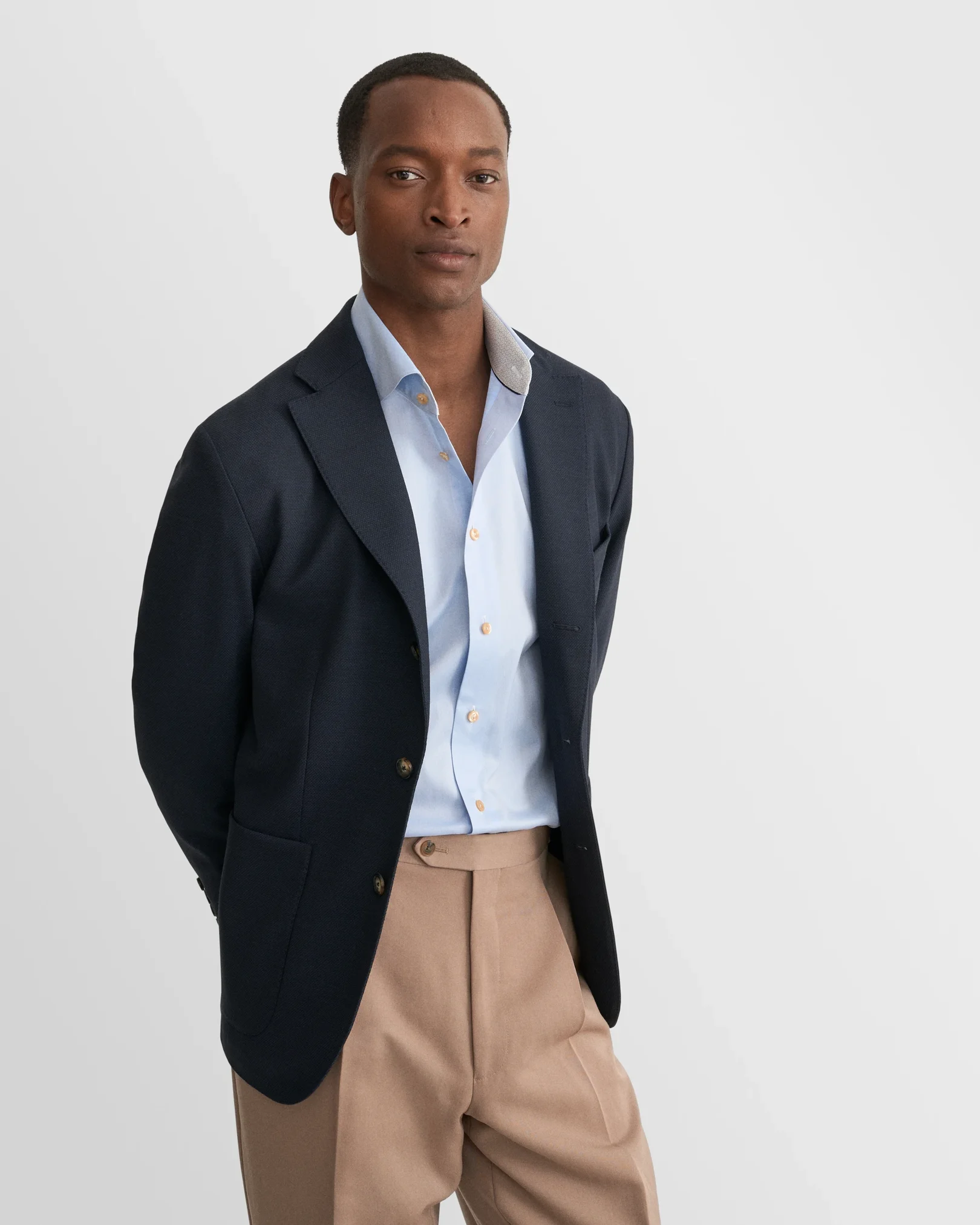 Eton - light blue geometric effect signature twill shirt 263