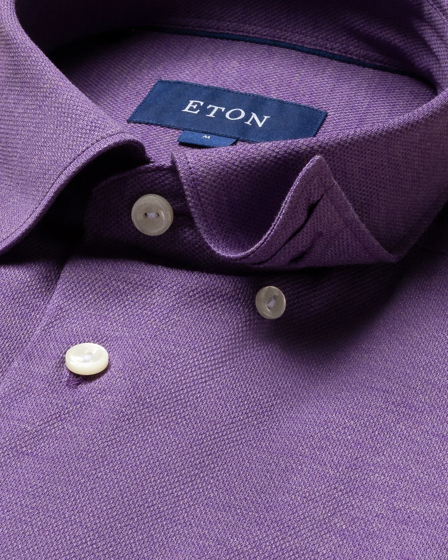 Eton - purple pique shirt long sleeved