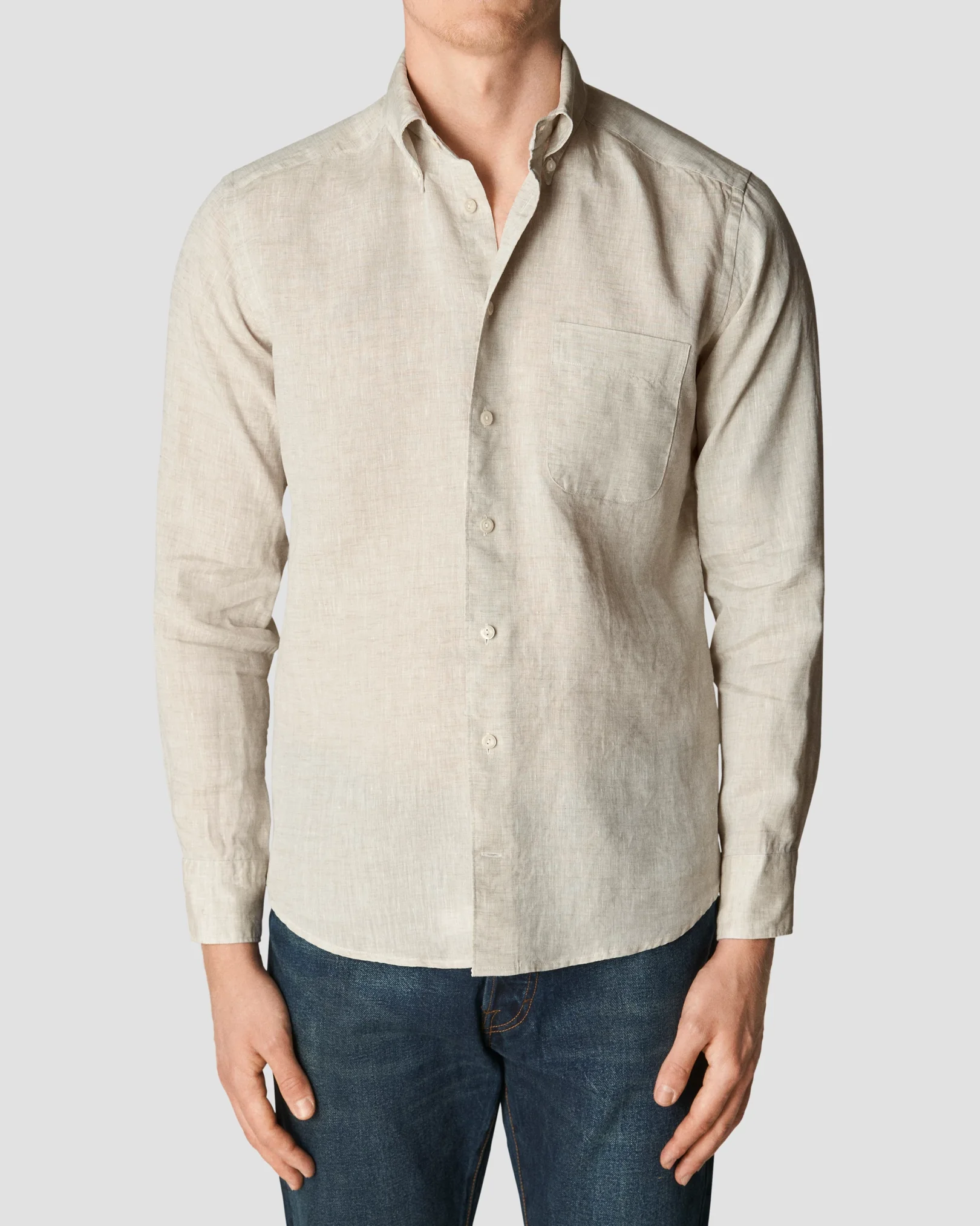 Eton - button down beige linen shirt