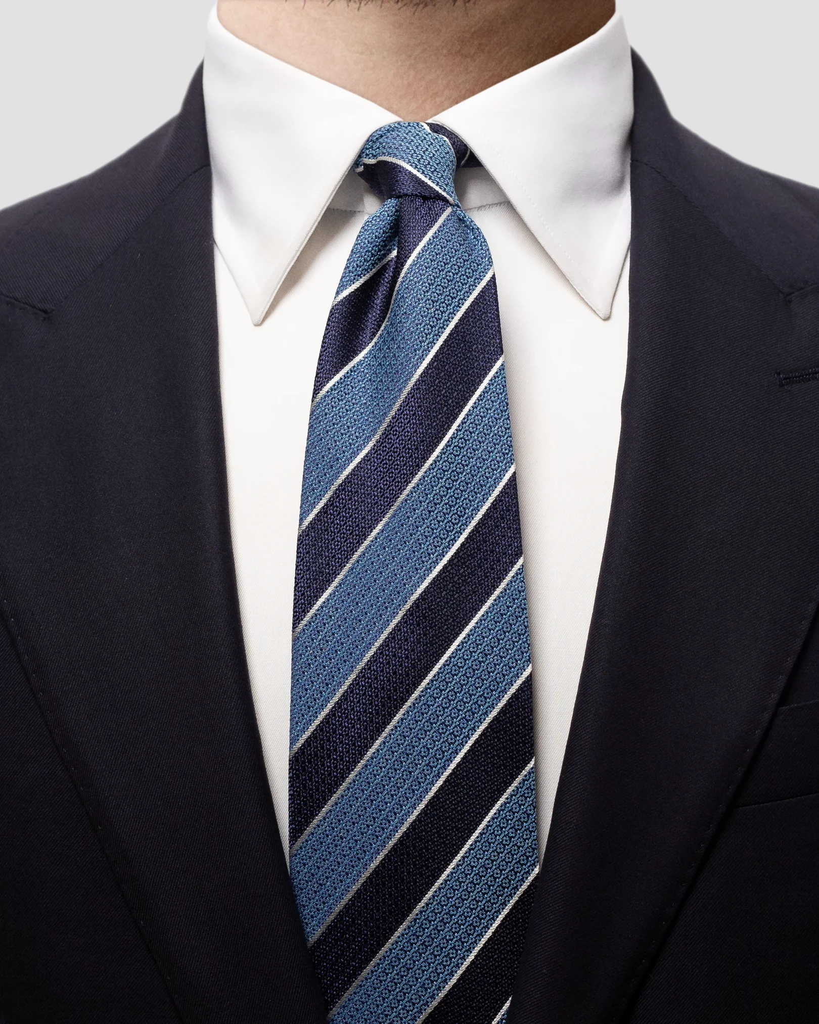 Eton - blue striped cotton silk tie