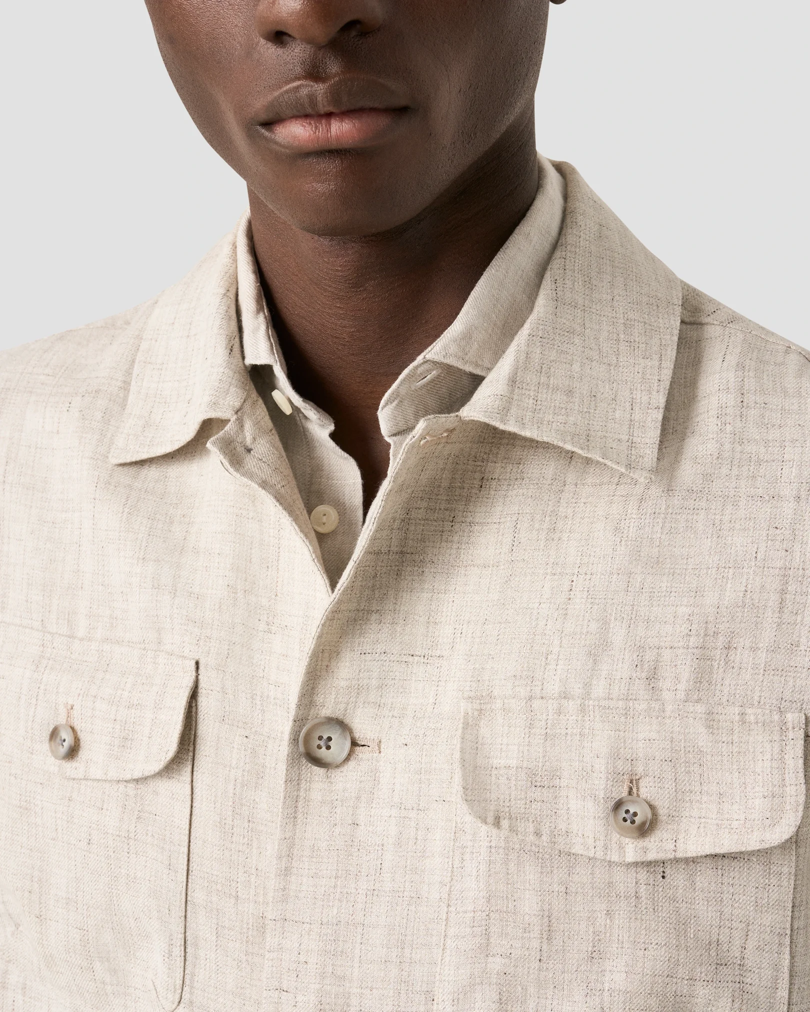 Eton - beige four pocket linen overshirt