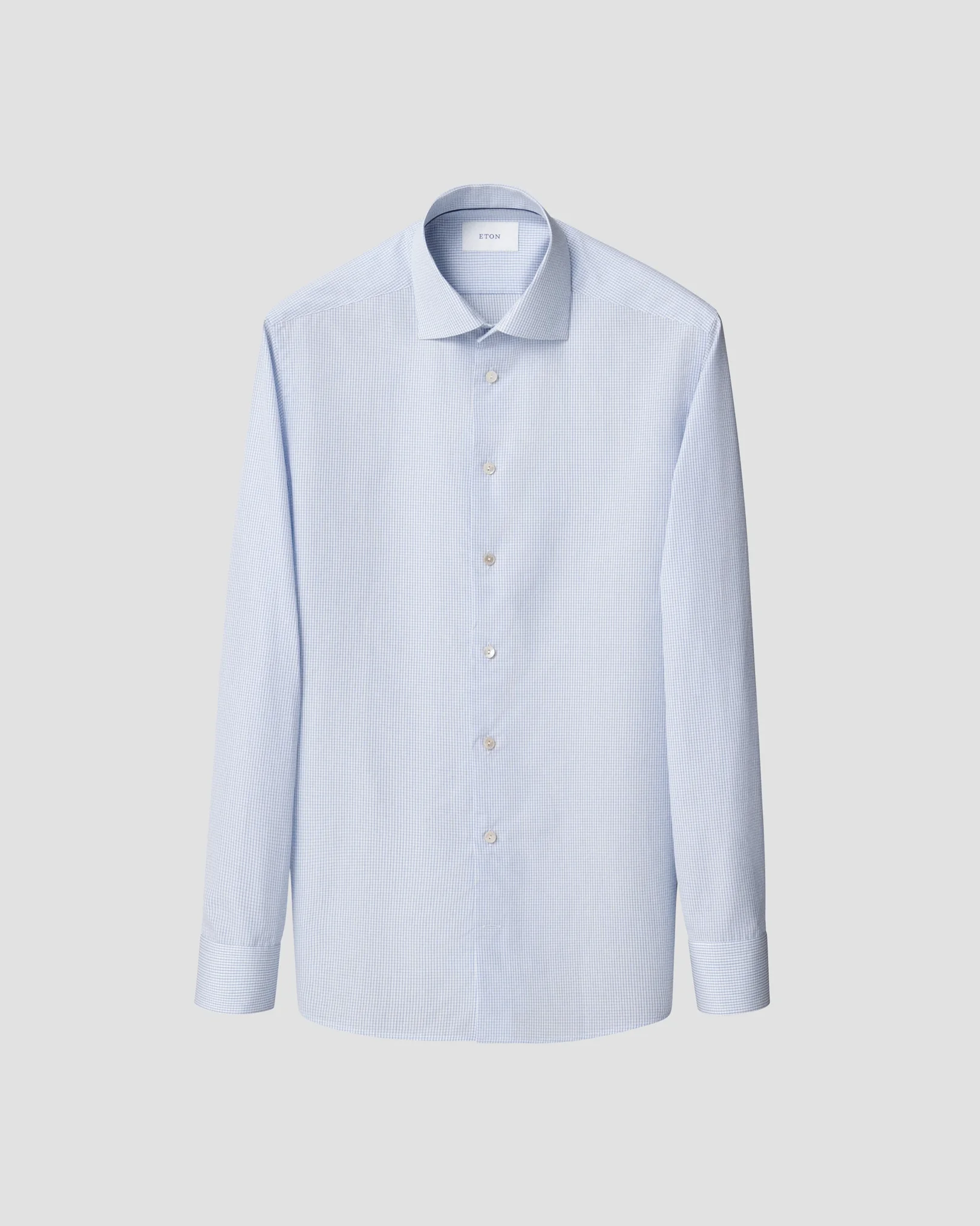 Eton - mid blue check giza 45 shirt