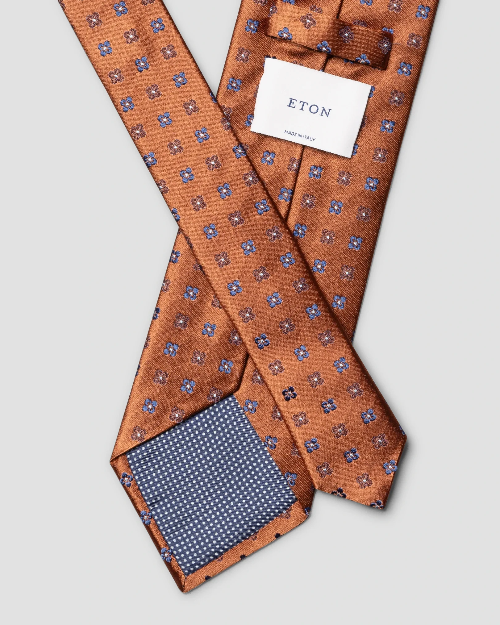 Eton - micro floral woven silk tie orange