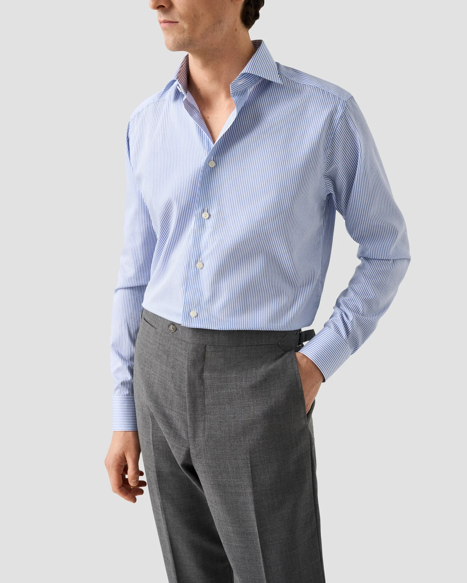 Eton - mid blue mens shirt business