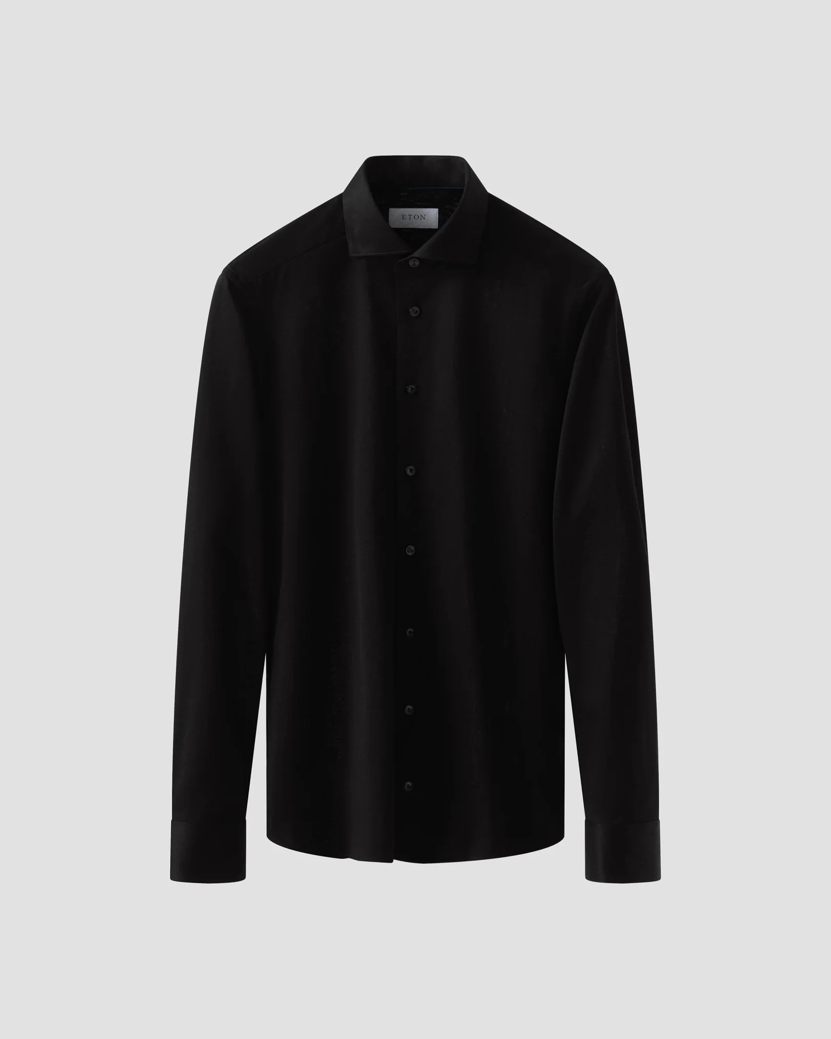 Eton - black filo di scotia knitted jaquard shirt