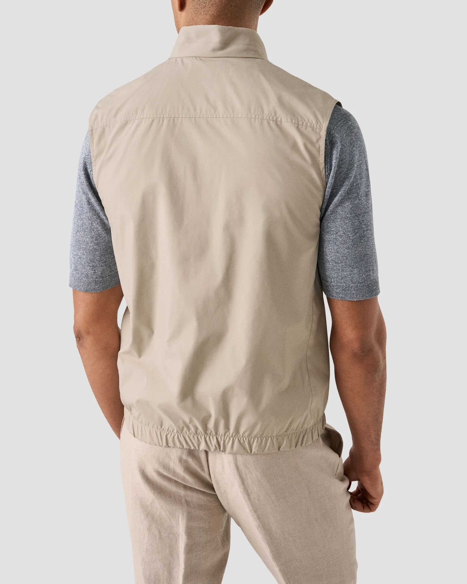 Eton - beige solid wind vest with elastic hem