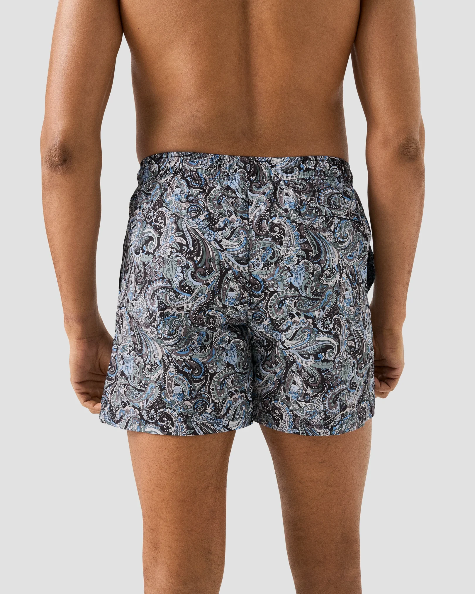 Eton - dark blue paisley swim shorts
