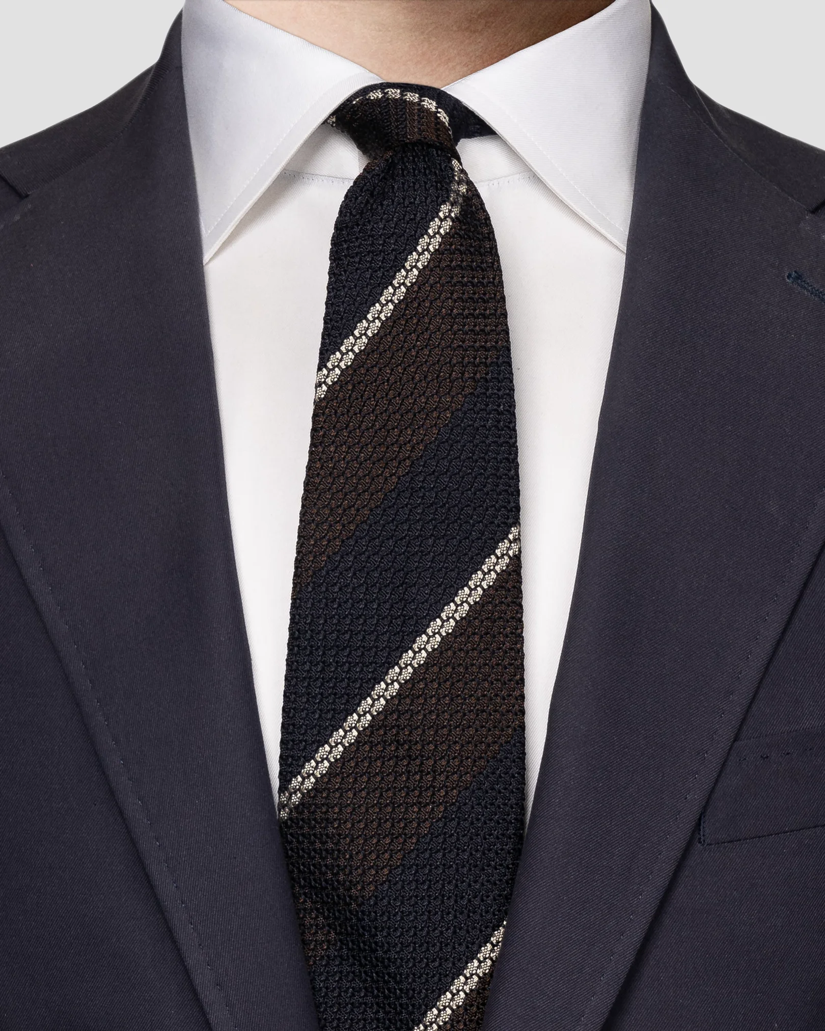 Eton - Brown Striped Grenadine Silk Tie