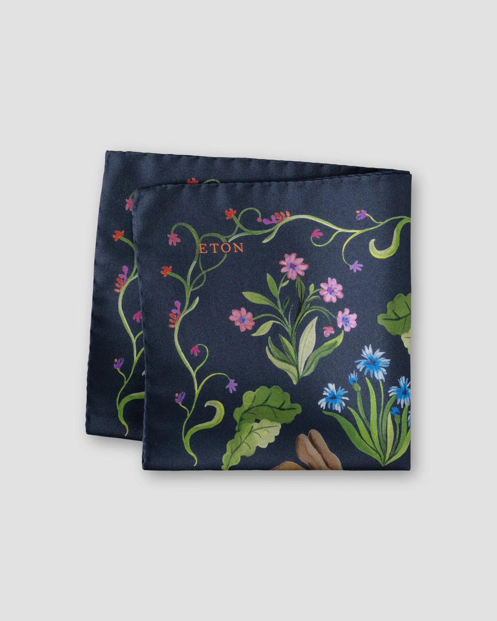 Eton - motif silk pocket square navy blue motif silk pocket square