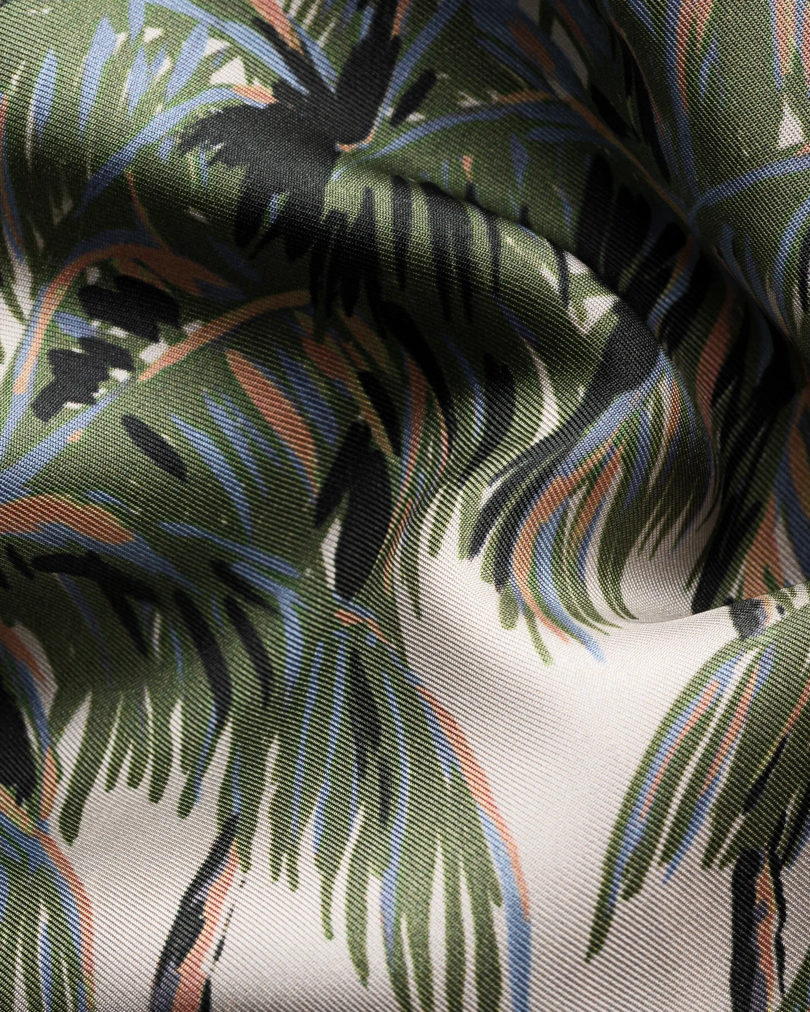 Eton - Chemise resort imprimé palmiers blanc cassé