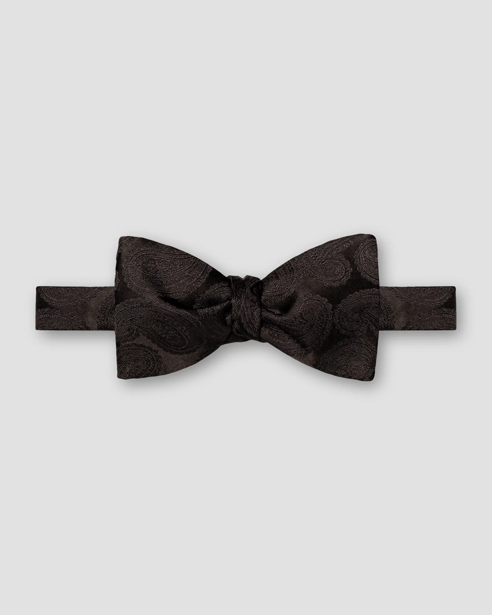 Eton - Black Solid Silk Bow Tie - Self Tied