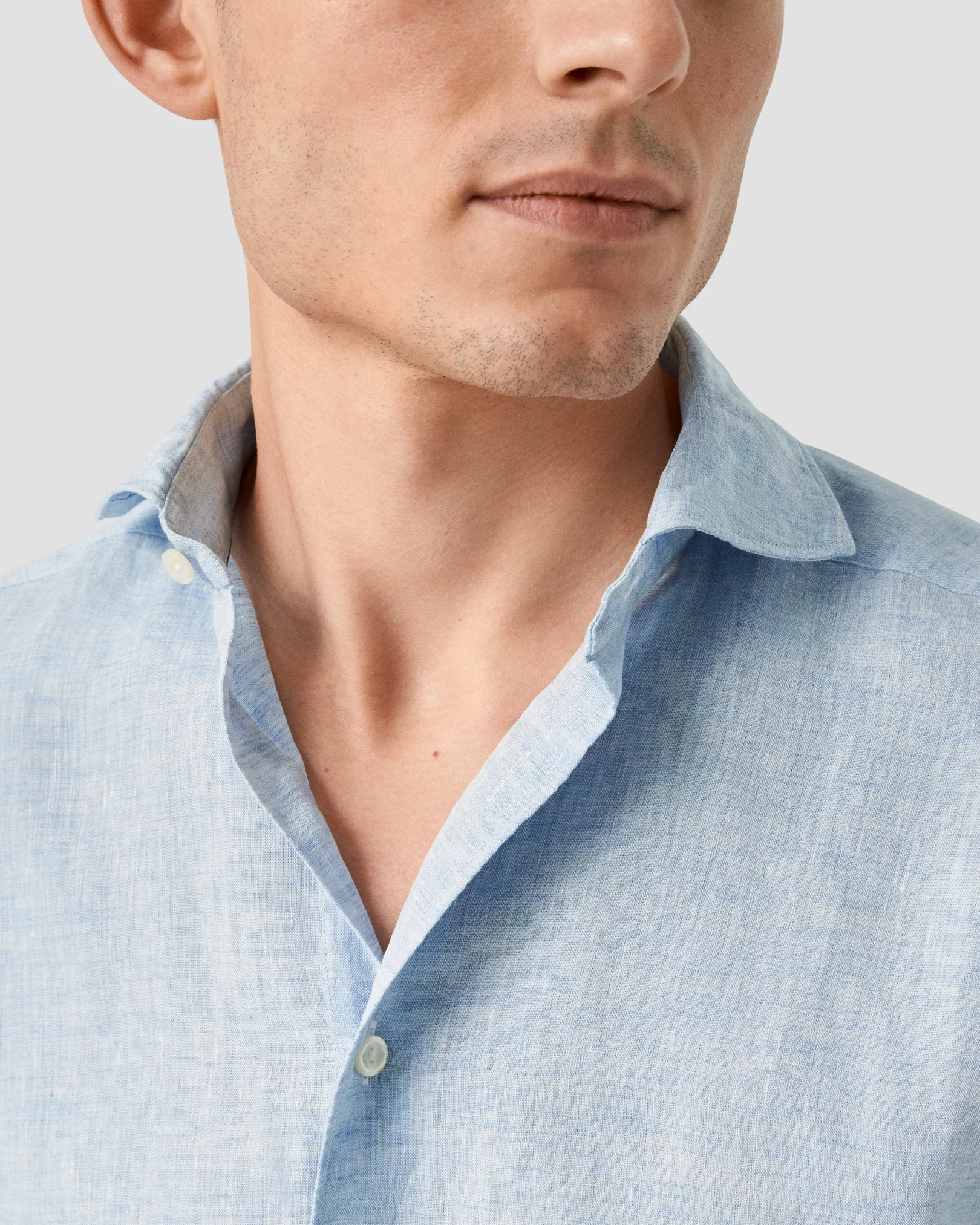 Eton - Light Blue Linen Shirt - Short Sleeve