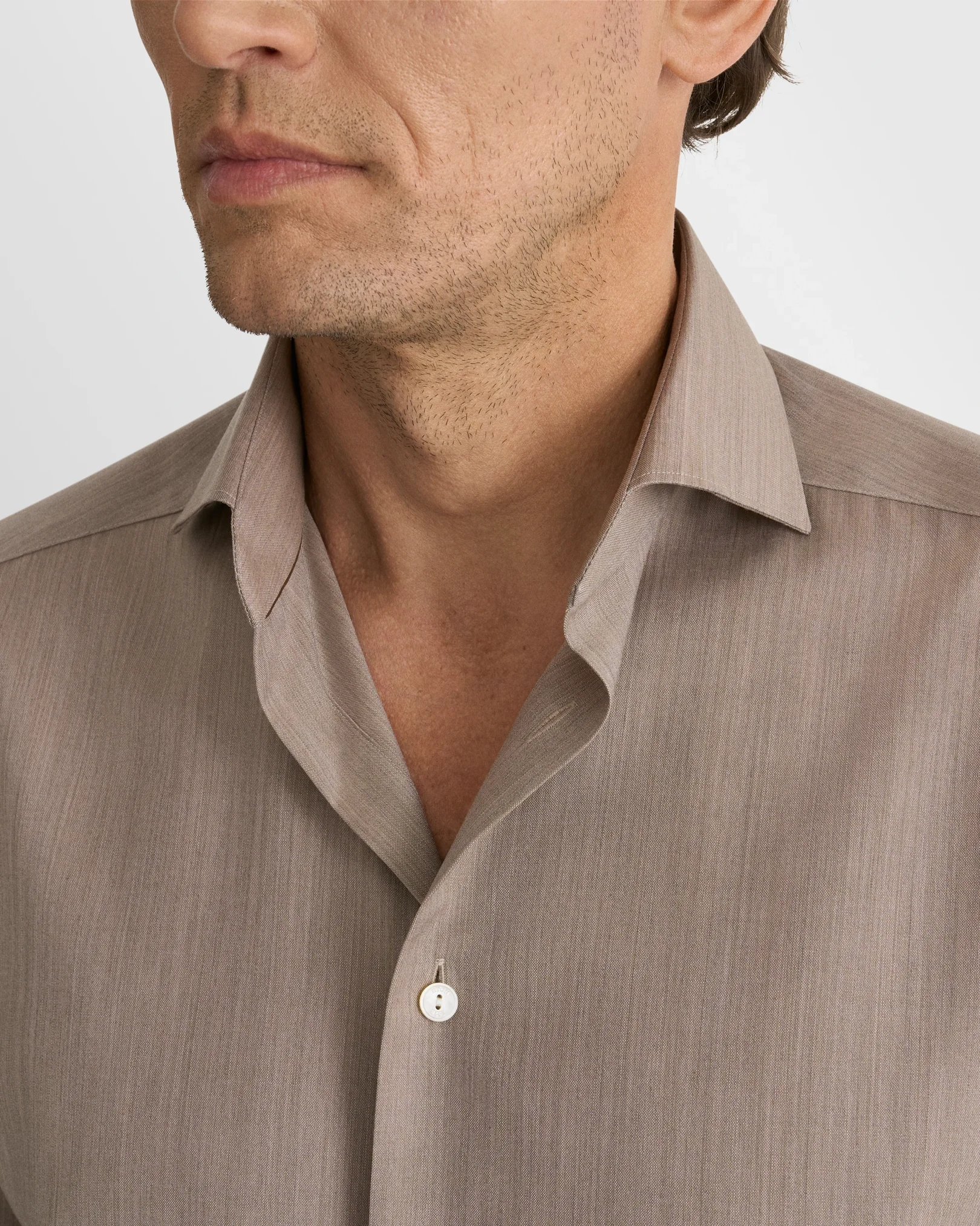 Eton - beige solid merino shirt