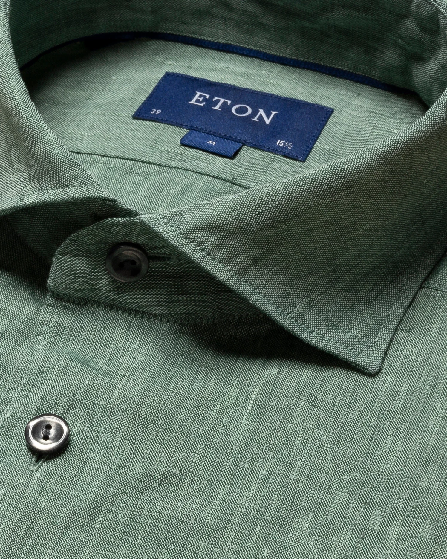 Eton - dark green linen polo shirt short sleeve