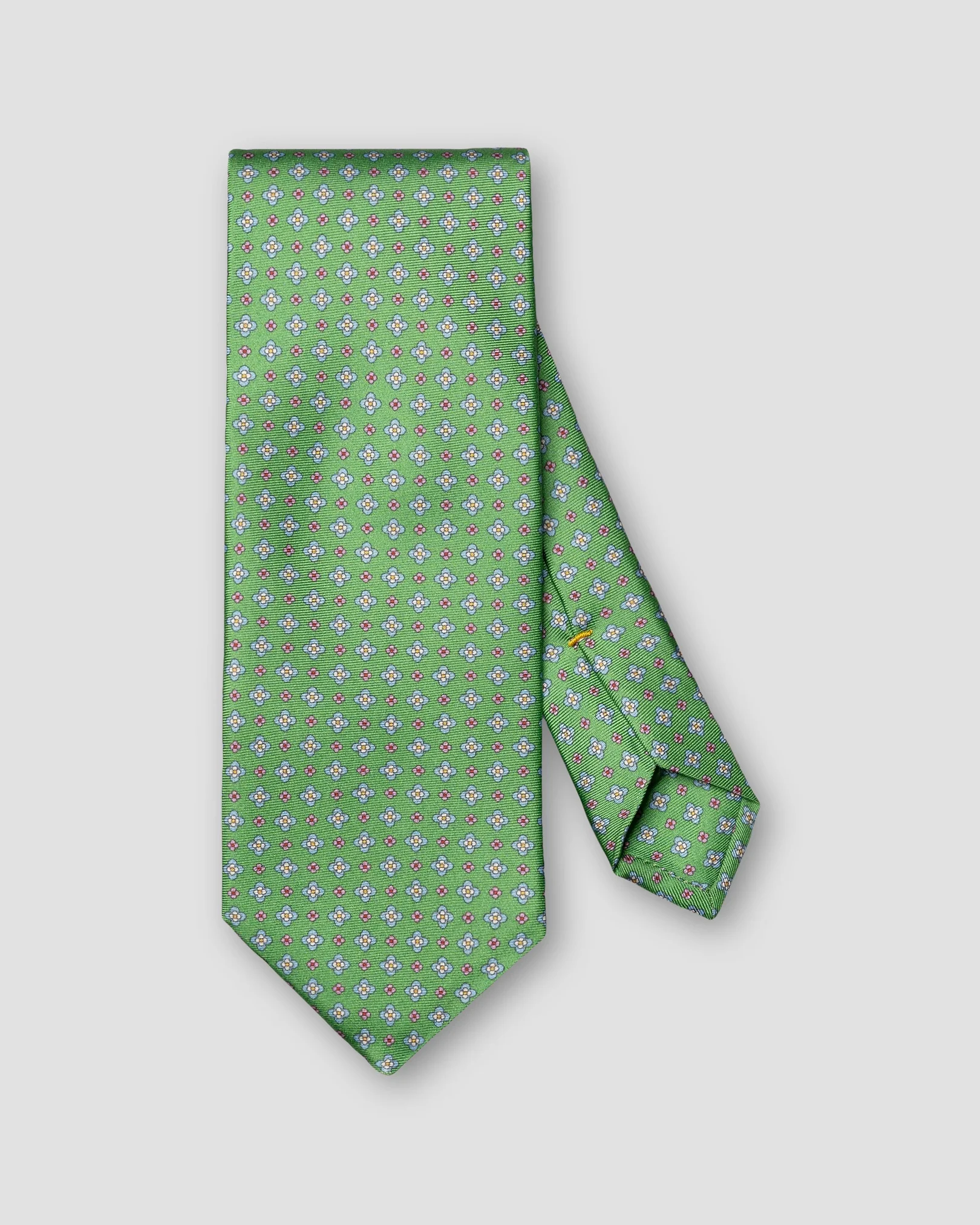 Eton - floral print silk tie mid green floral print silk tie