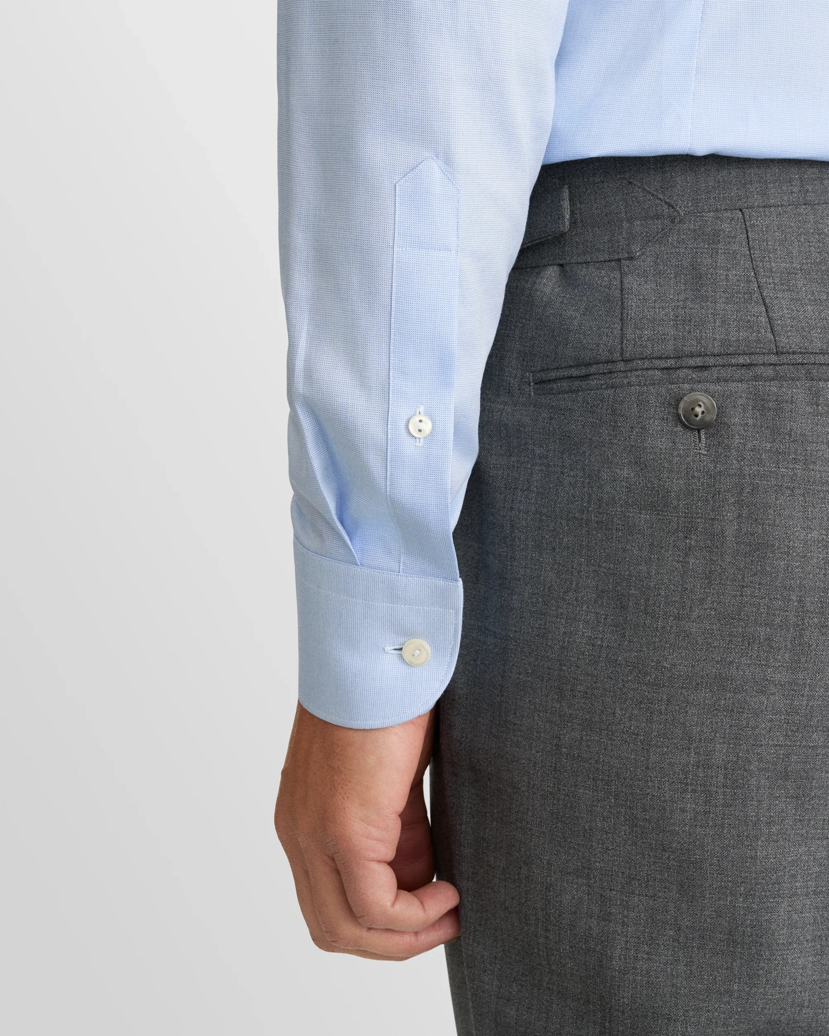 Eton - light blue solid signature oxford shirt wide spread 266