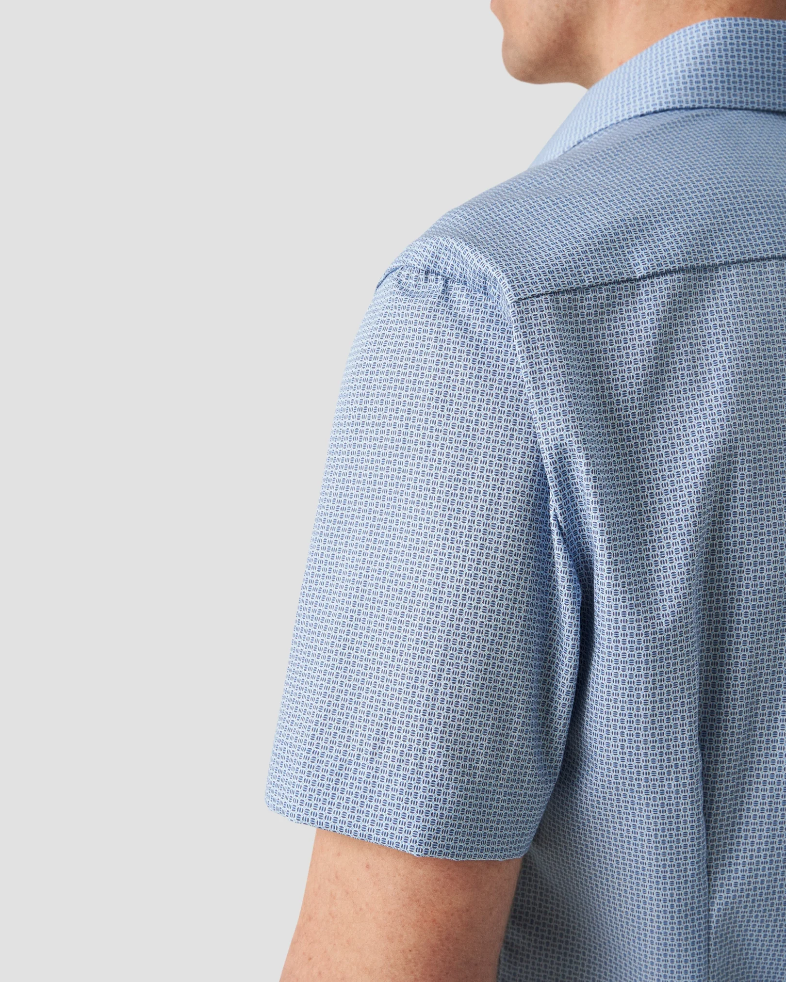 Eton - Light Blue Micro Print Short Sleeve Shirt