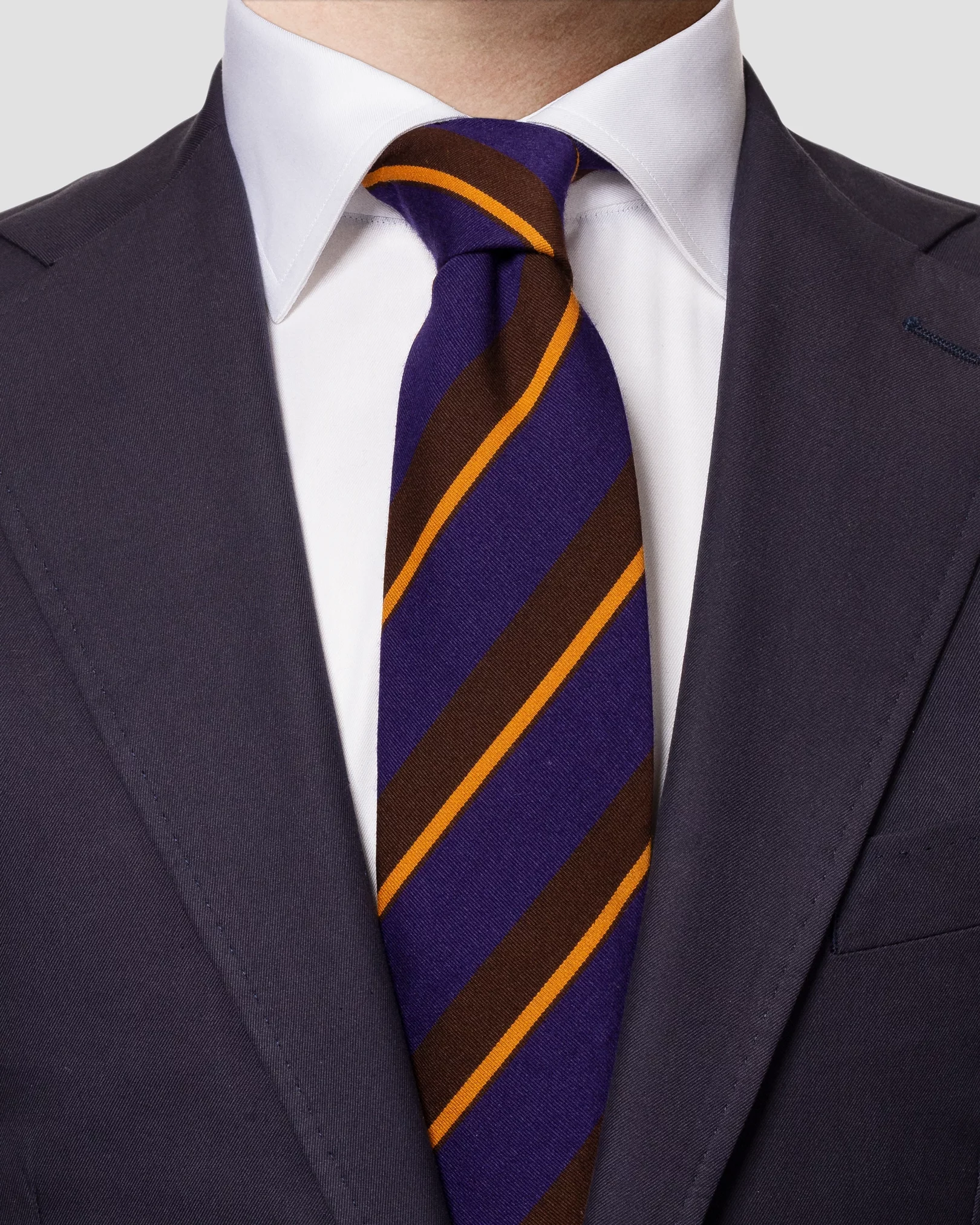 Eton - purple and yellow striped wool cotton tie