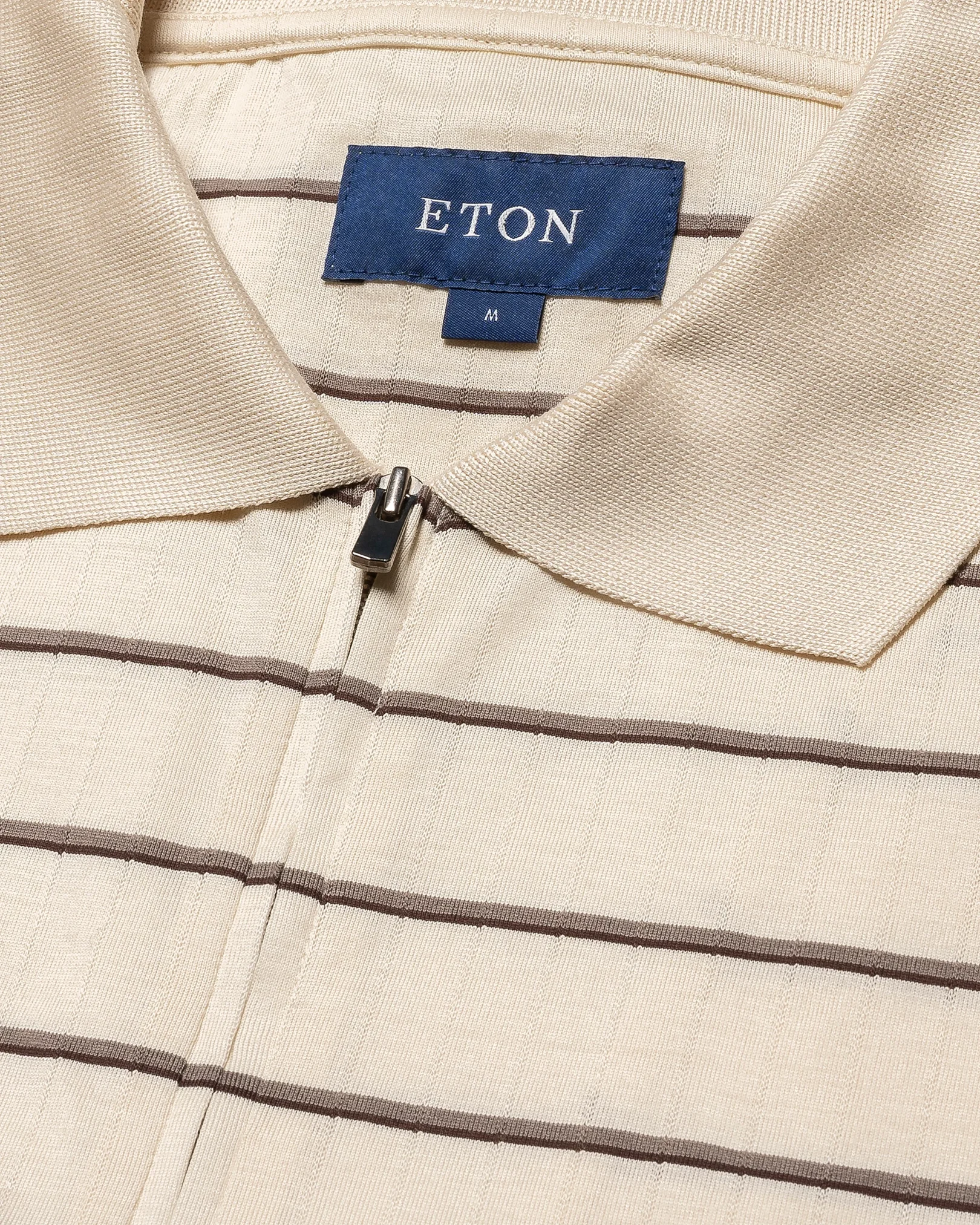 Eton - Light Brown Filo di Scozia Jacquard Half Zip Polo Shirt