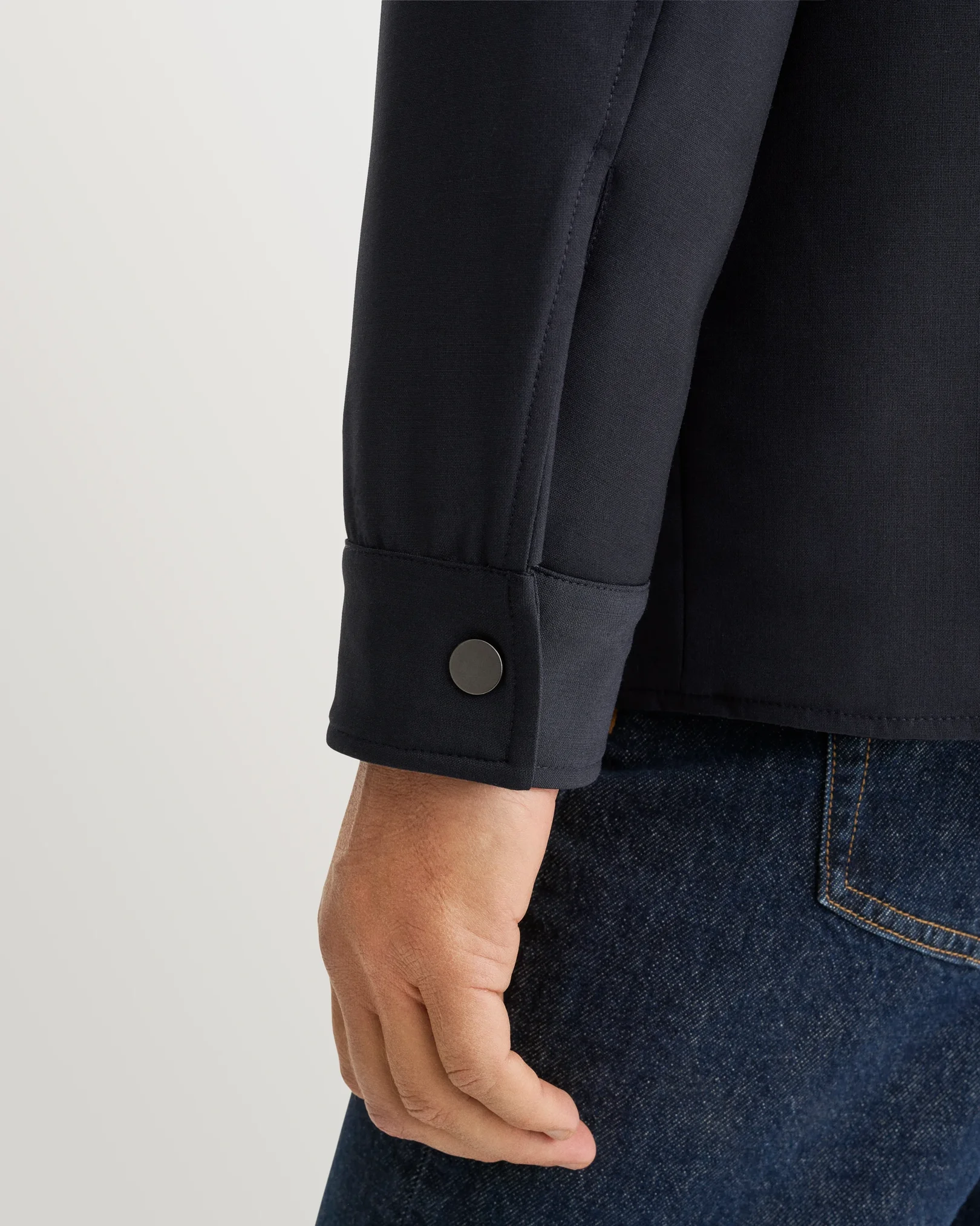 Eton - navy blue lana tech padded overshirt