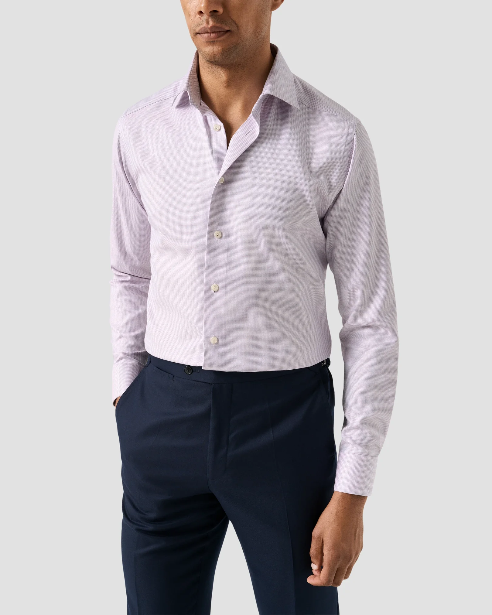 Eton - pink semi solid twill shirt