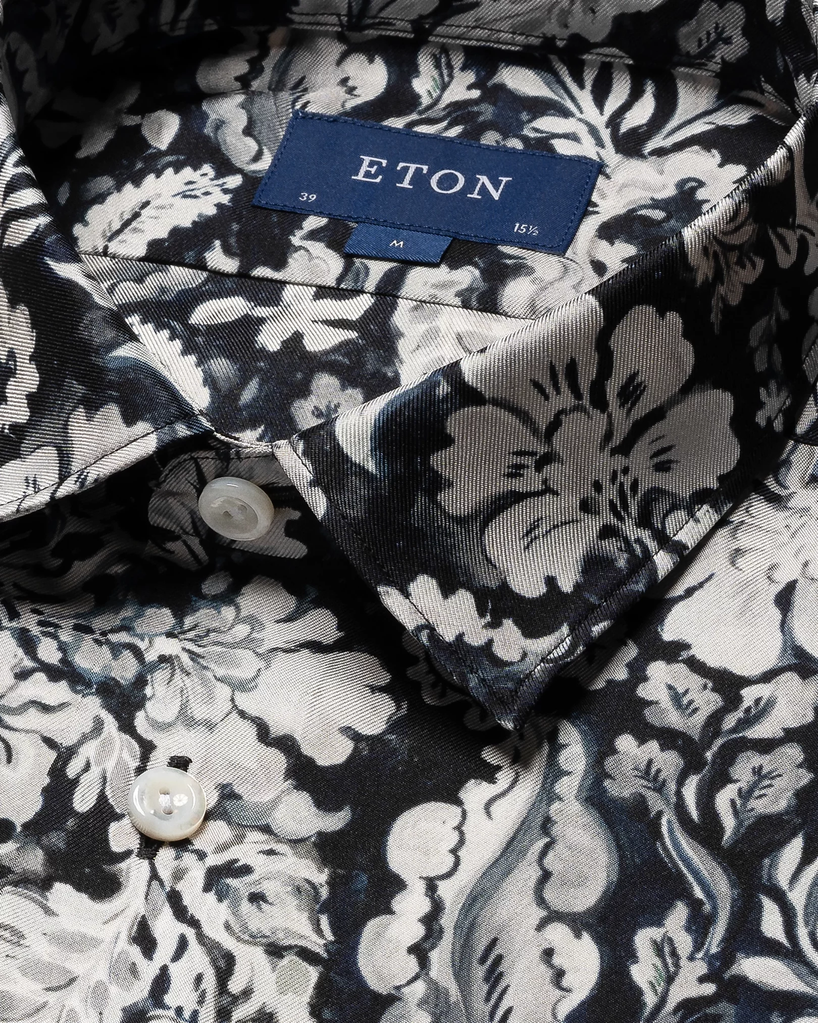 Eton - dark blue floral silk shirt