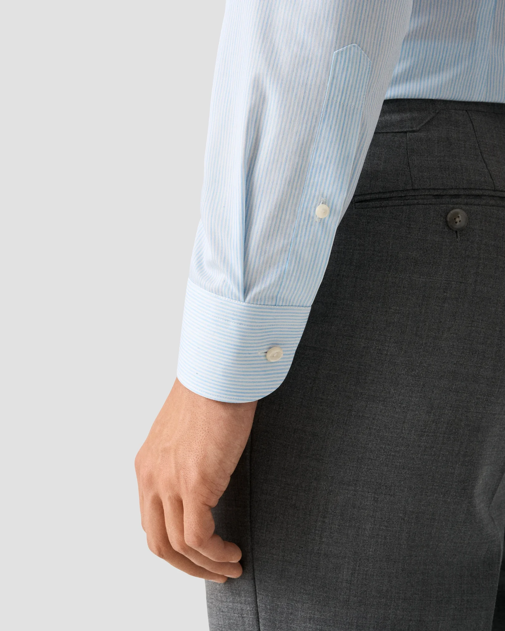 Eton - light blue striped melange twill shirt