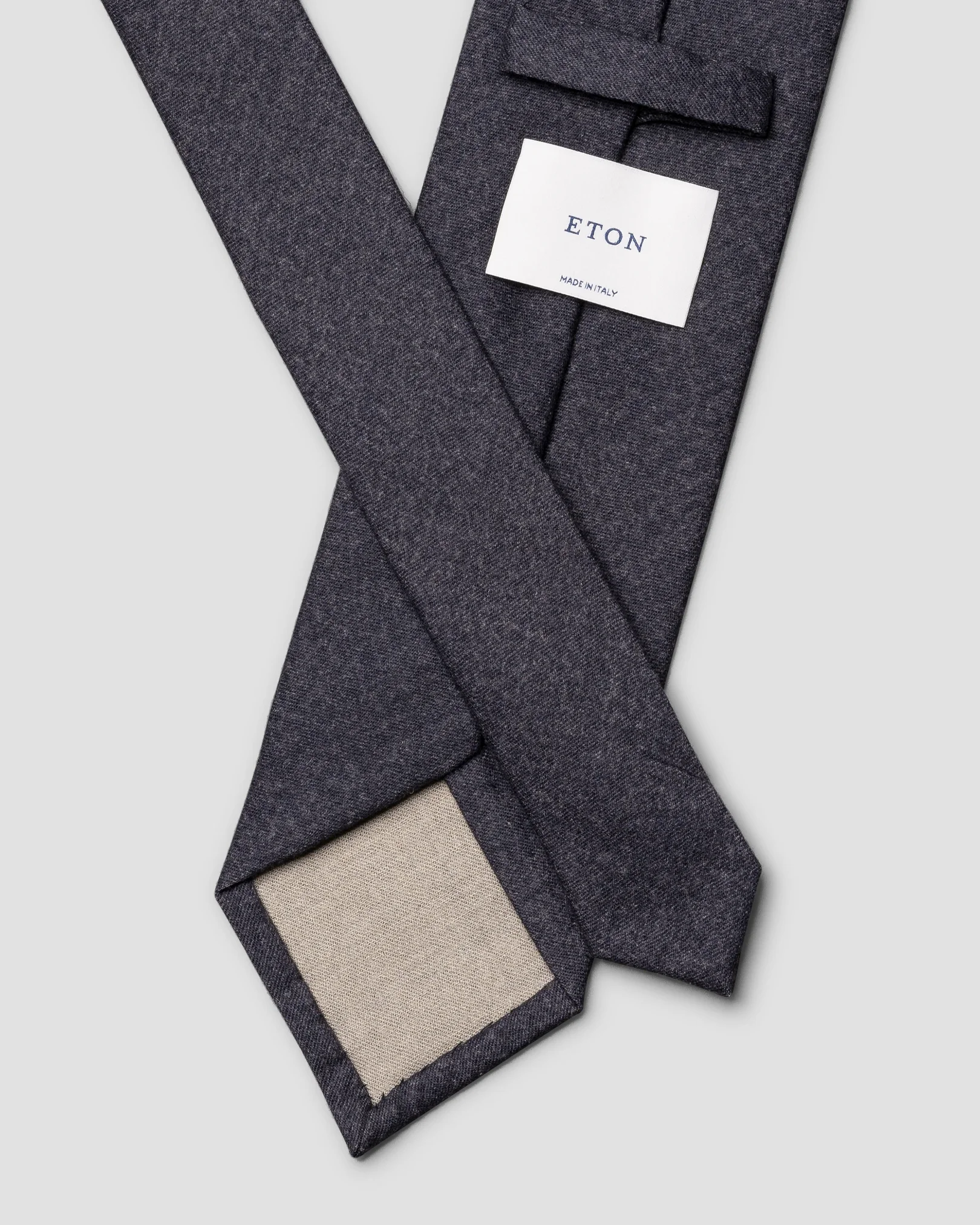 Eton - solid wool flannel tie navy blue solid wool flannel tie