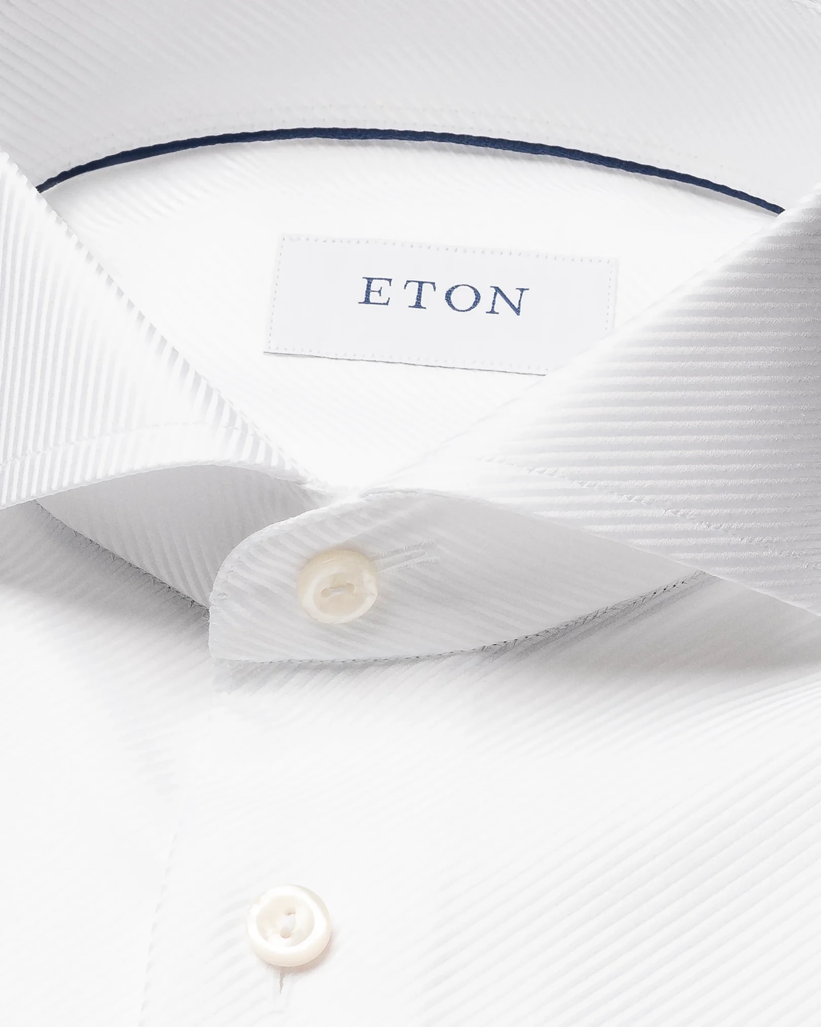 Eton - white solid textured twill shirt