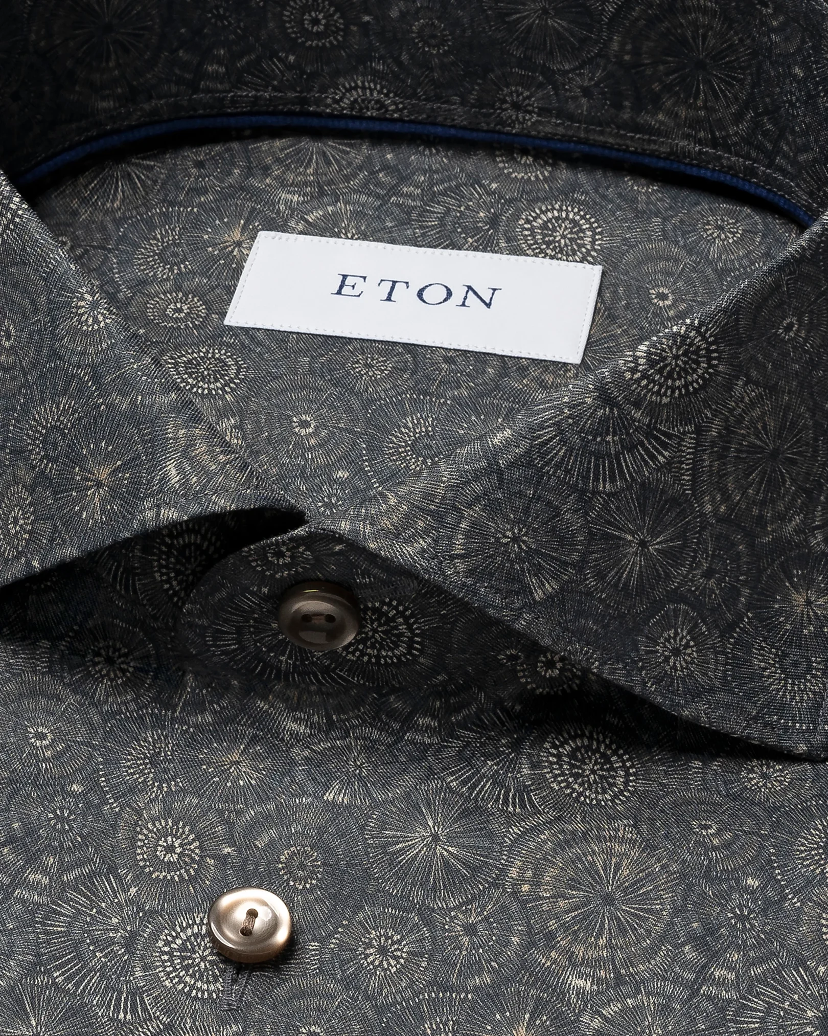 Eton - brown motif signature twill shirt