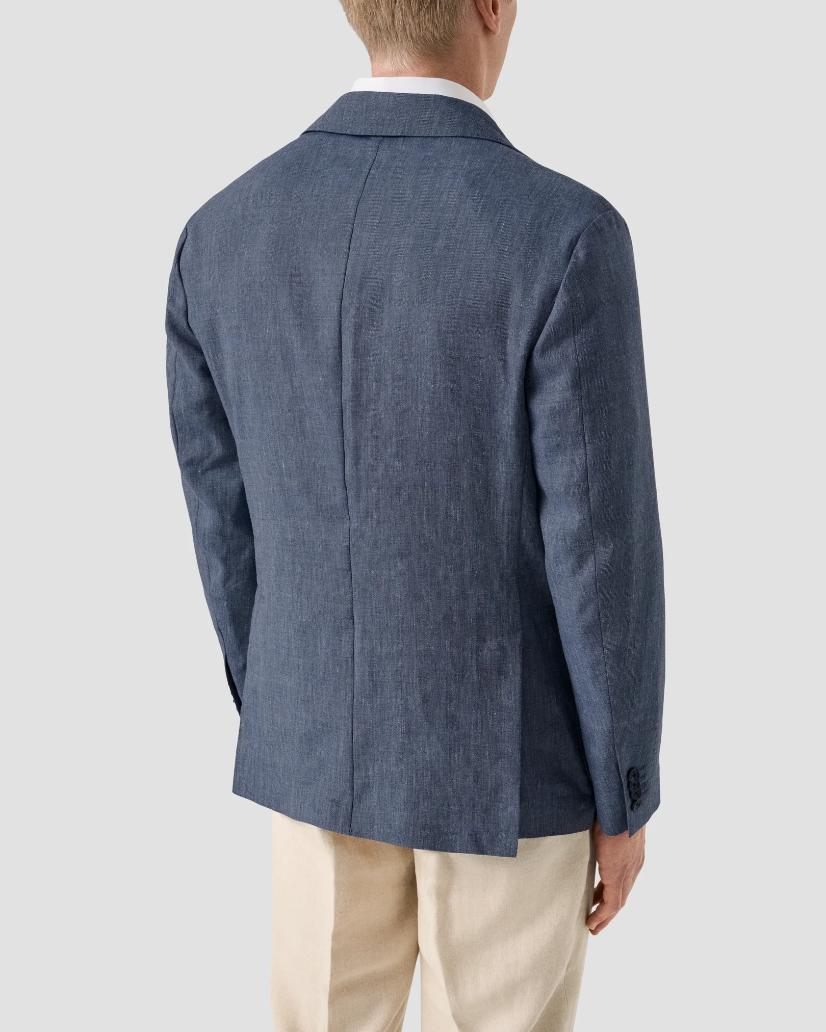 Eton - mid blue linen wool soft jacket