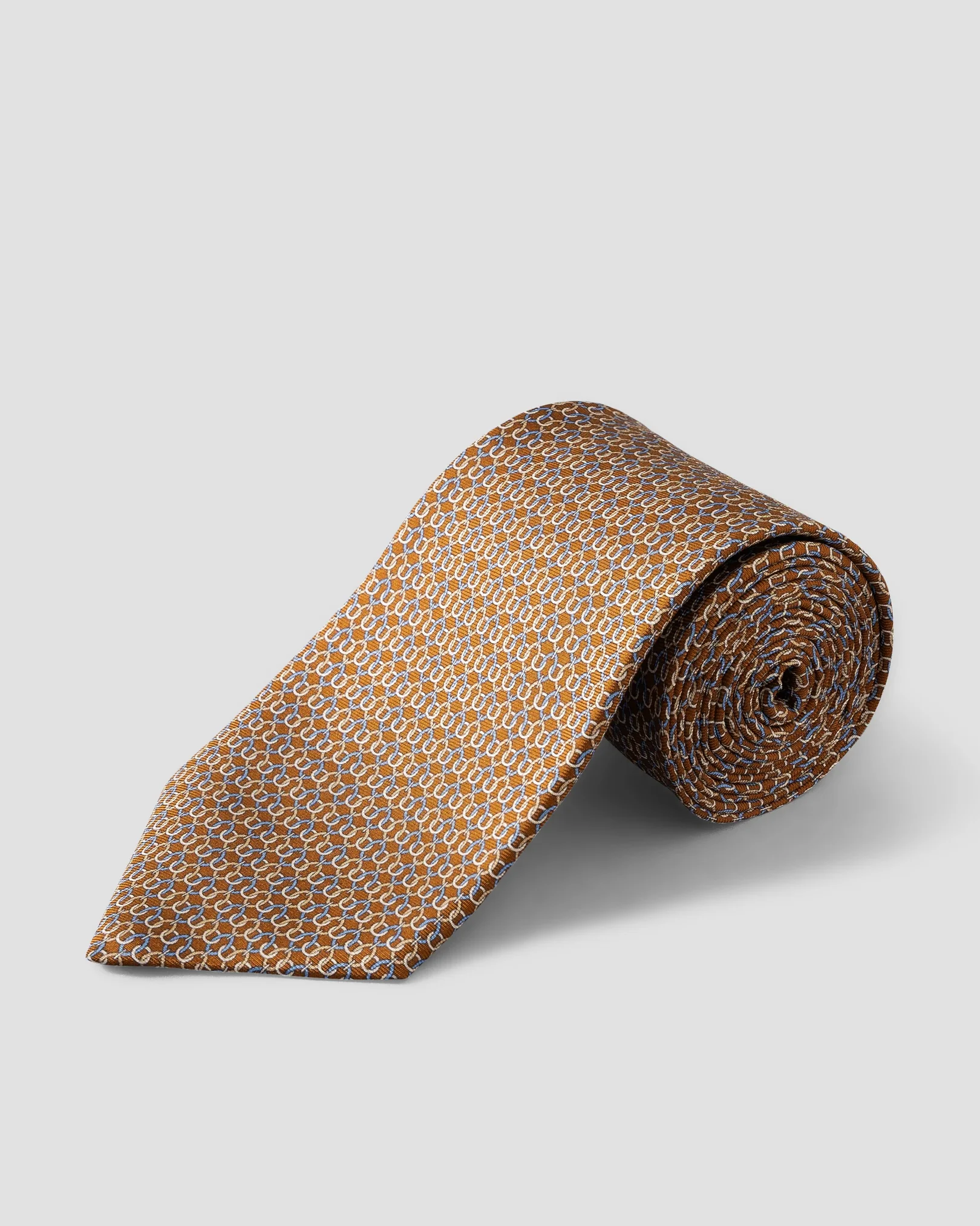 Eton - geometric print silk tie brown geometric print silk tie