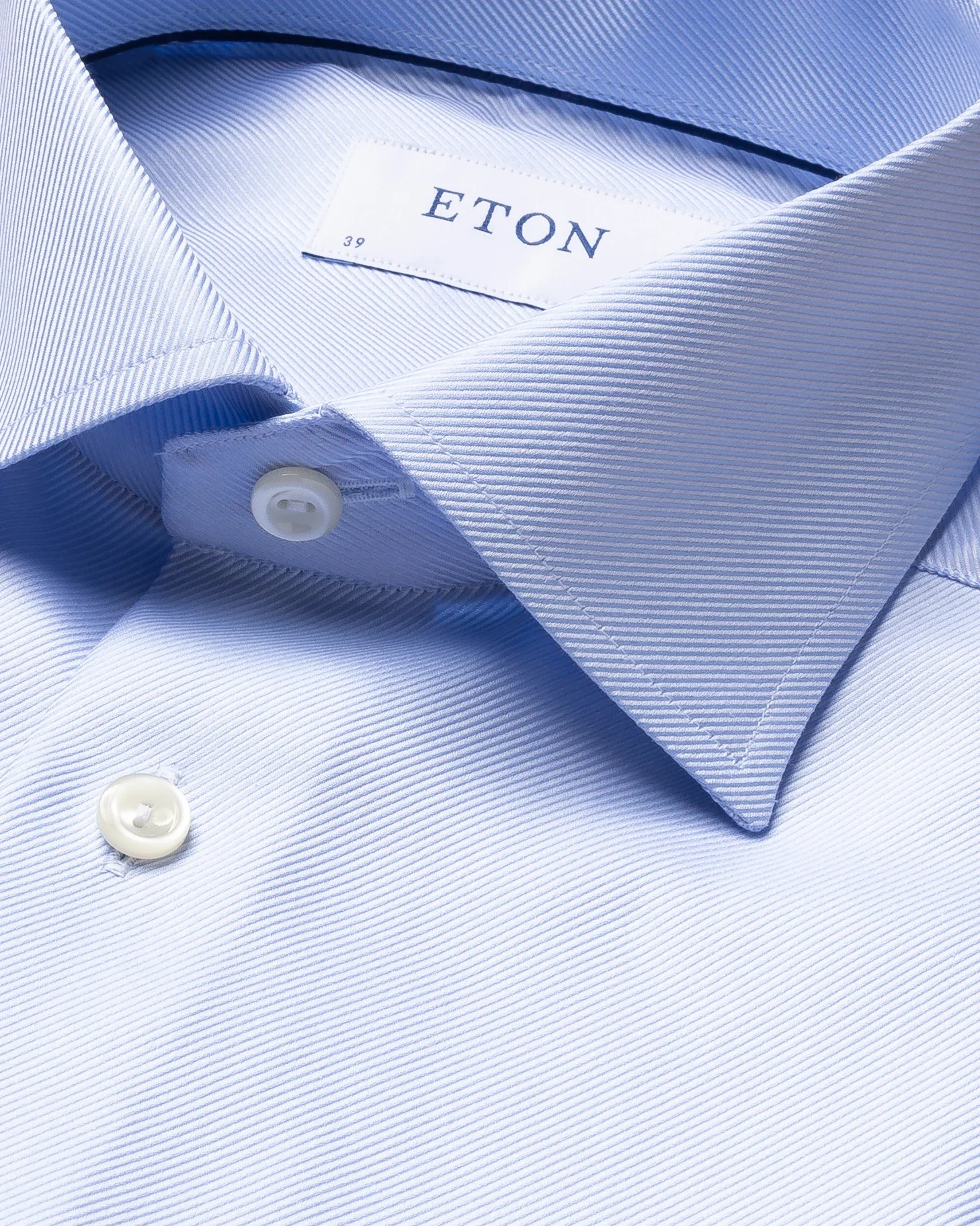 Eton - light blue solid textured twill shirt