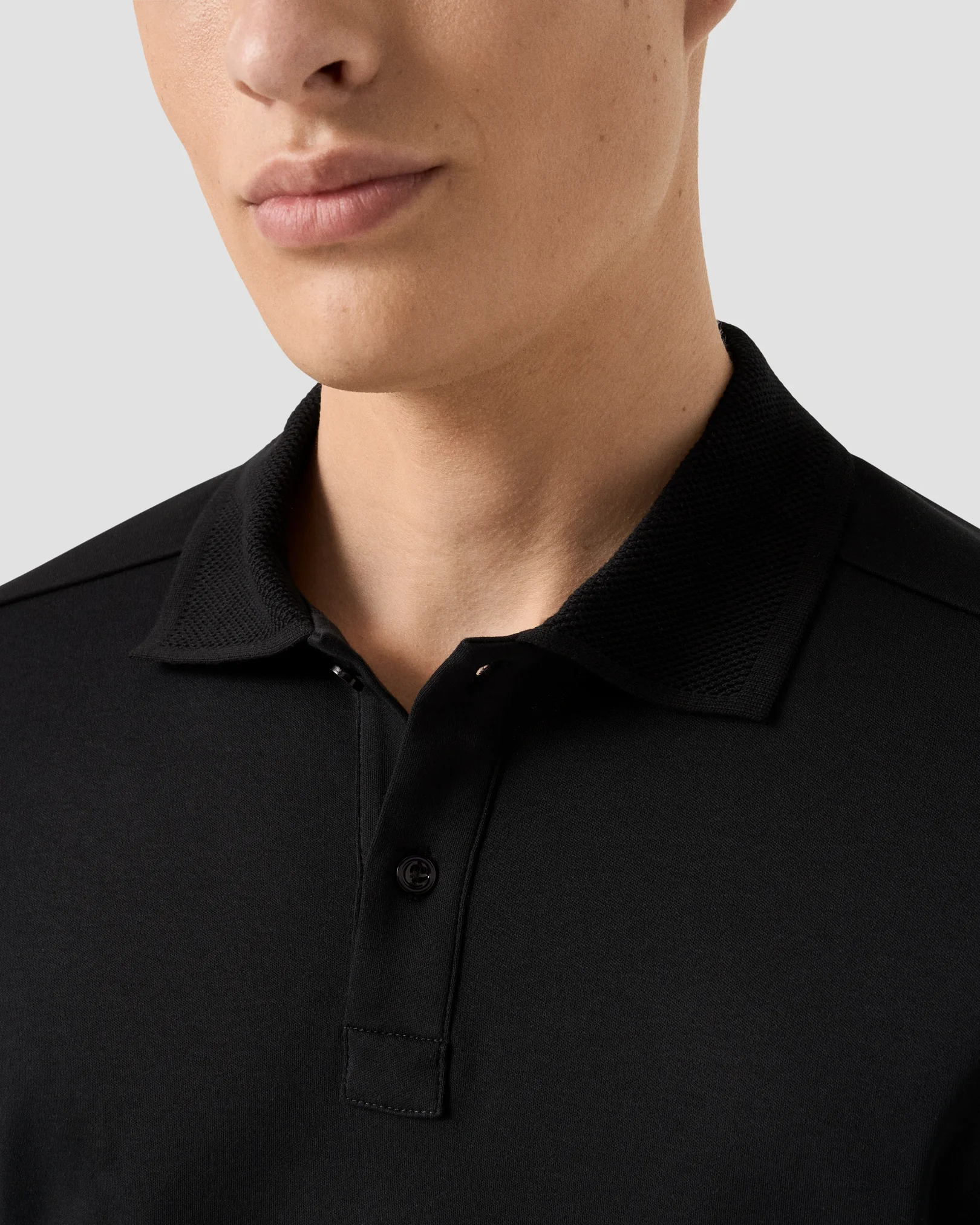 Eton - interlock polo shirt black interlock polo shirt