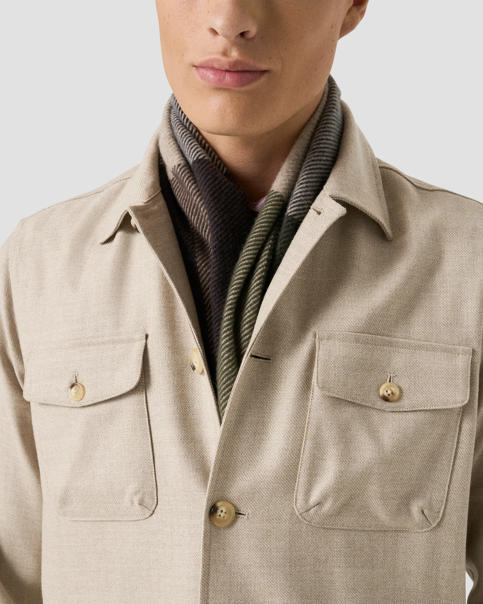 Eton - beige four pocket wool cashmere overshirt