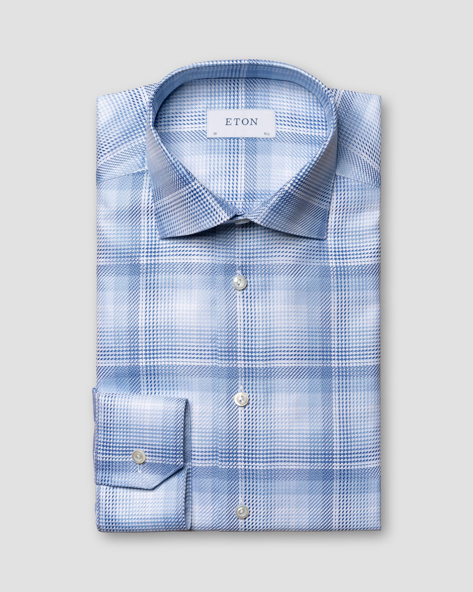 Eton - light blue checked textured twill