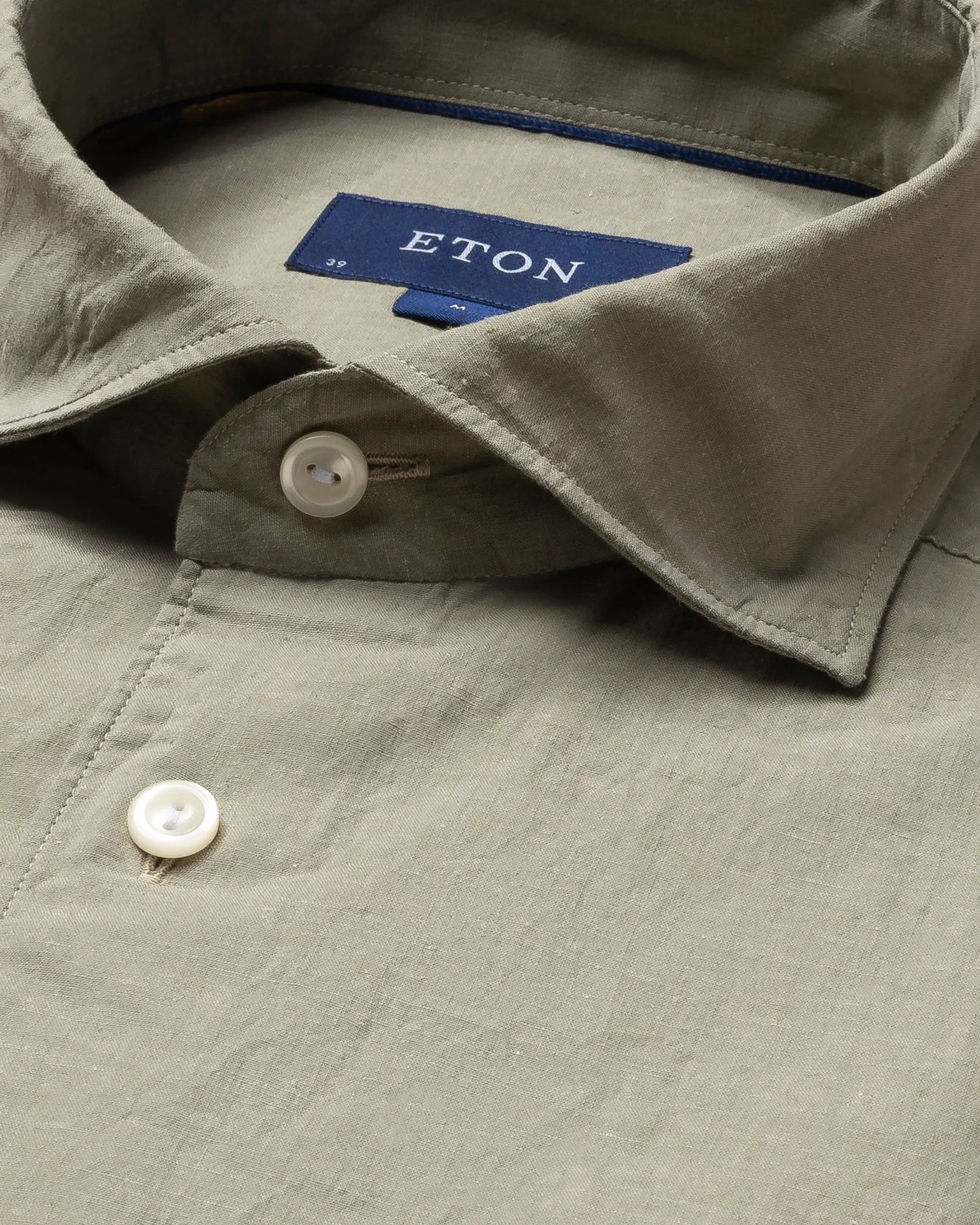 Eton - khaki cotton linen shirt soft