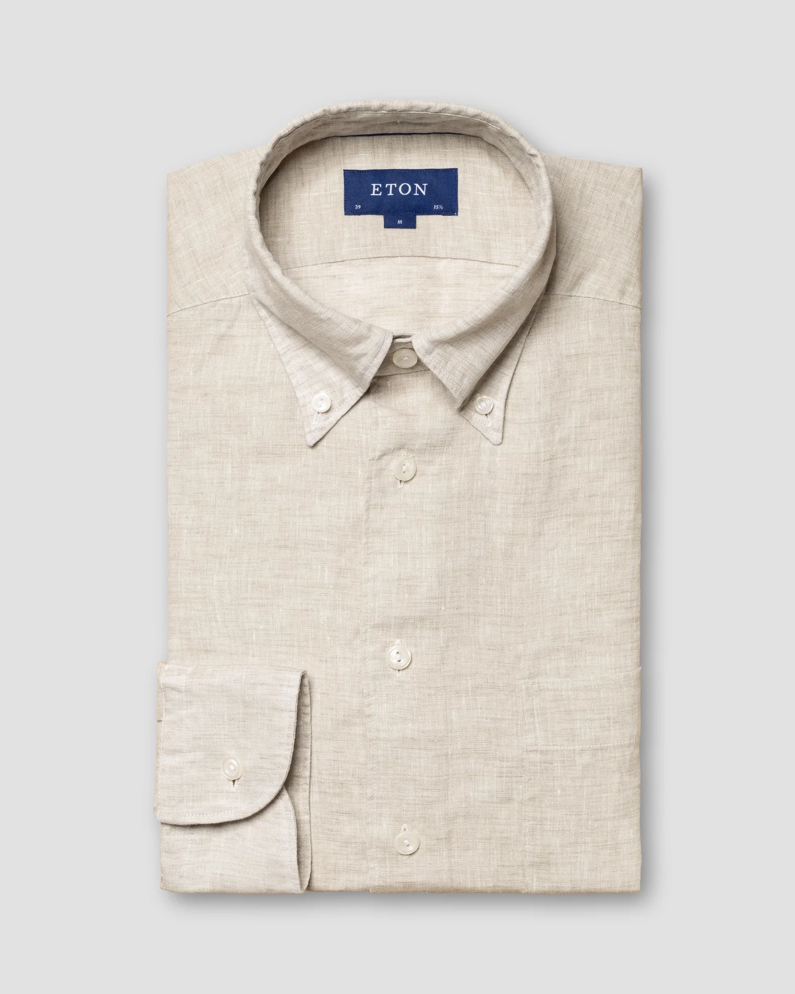 Eton - button down beige linen shirt