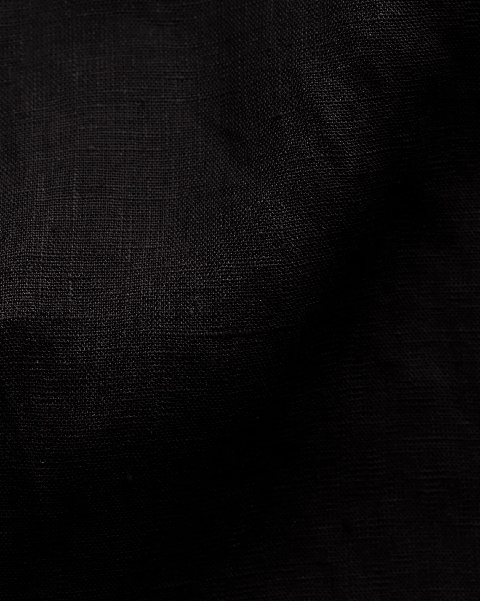 Eton - black solid plain weave linen shirt