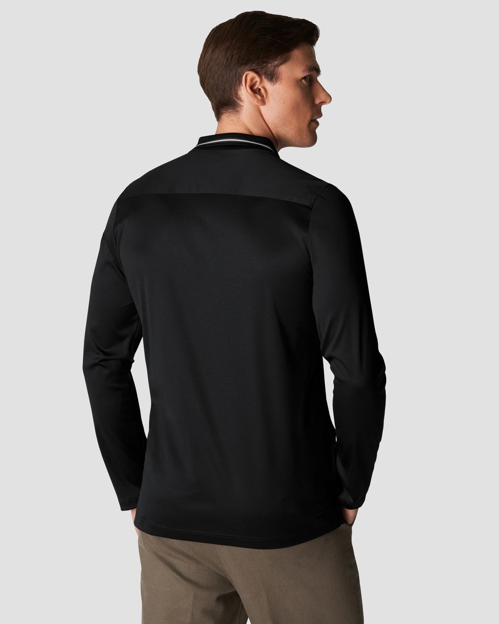 Eton - black jersey knittedcollar