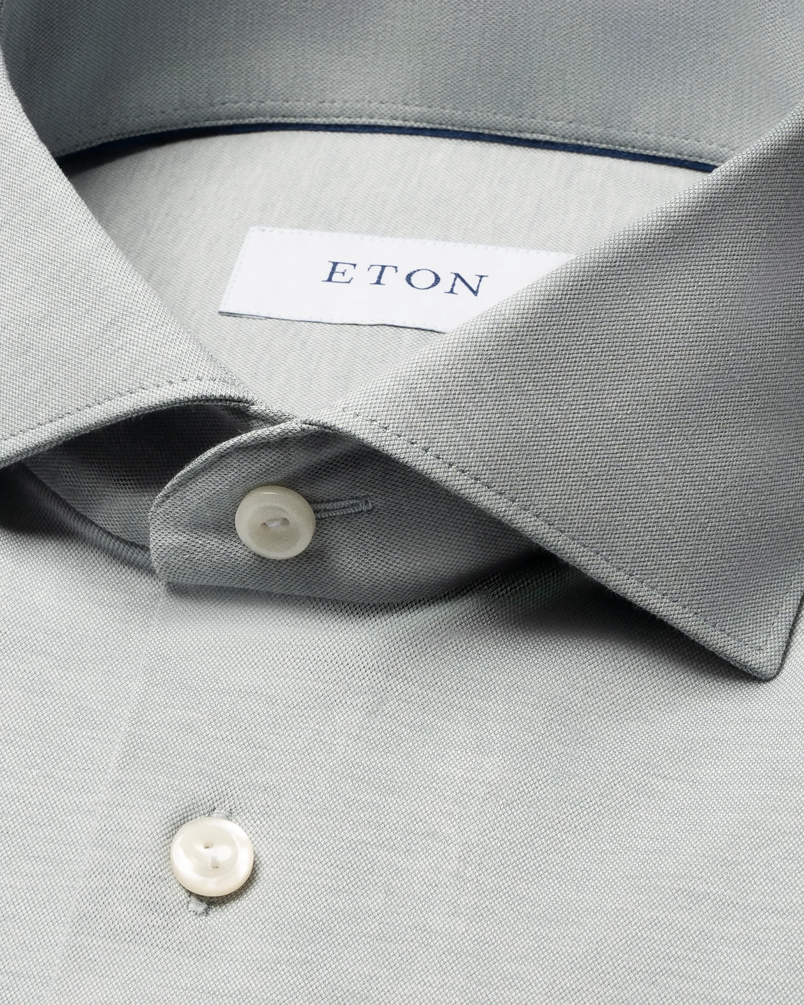 Eton - green semi solid cotton four way stretch shirt