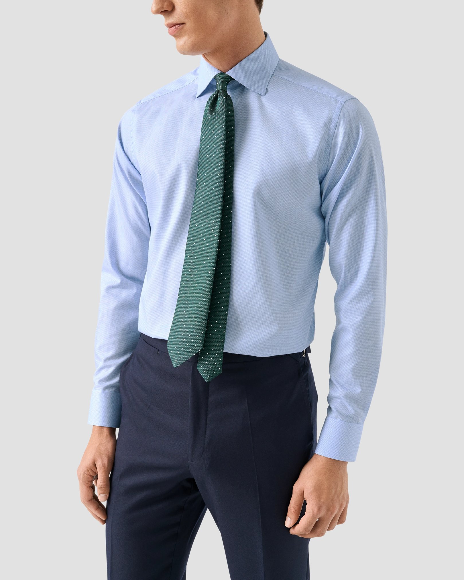 Eton - Chemise bleu clair à motifs pied-de-poule