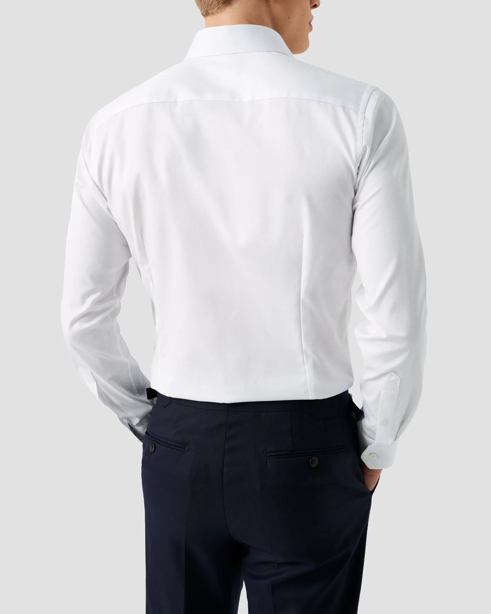 Eton - white solid paisley effect shirt cut away single slim