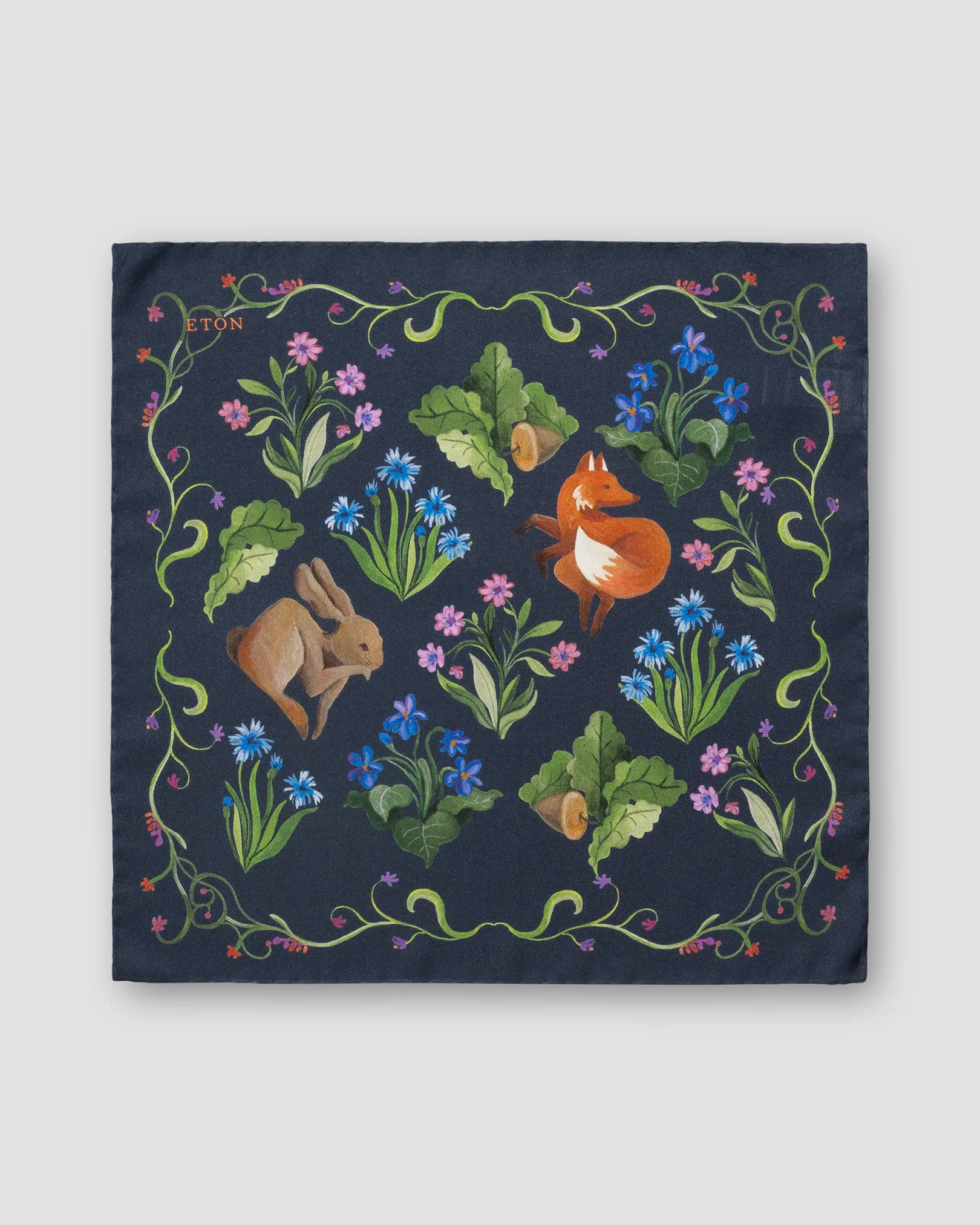 Eton - motif silk pocket square navy blue motif silk pocket square