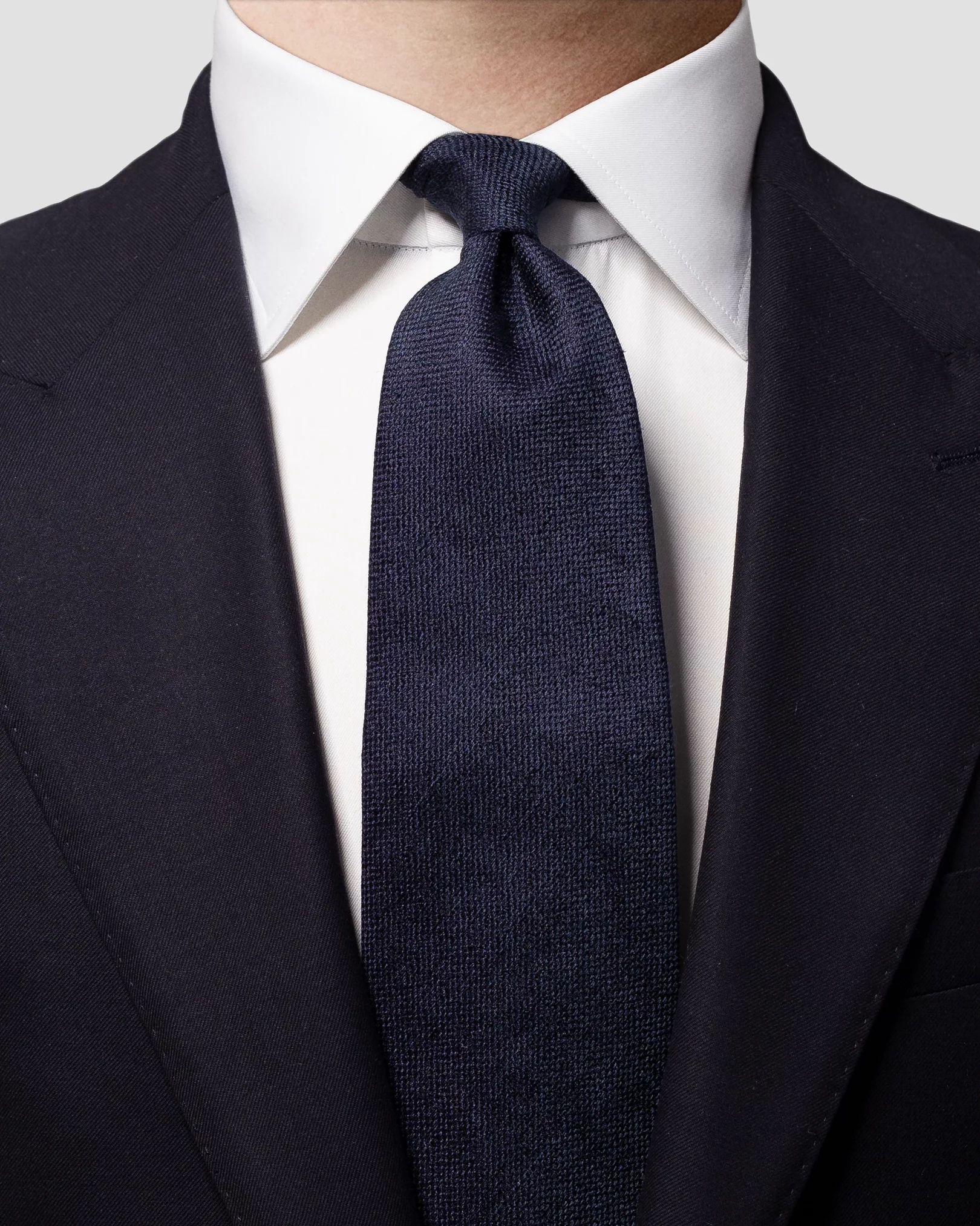 Eton - dark blue silk linen tie