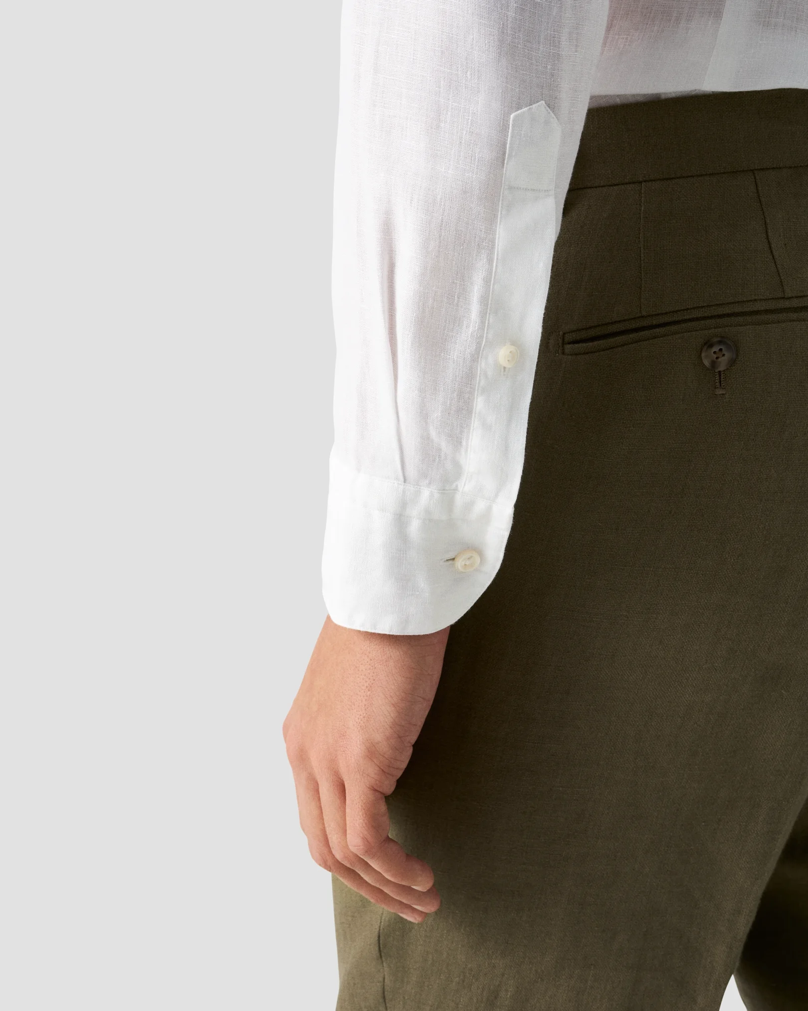 Eton - white band collar linen shirt